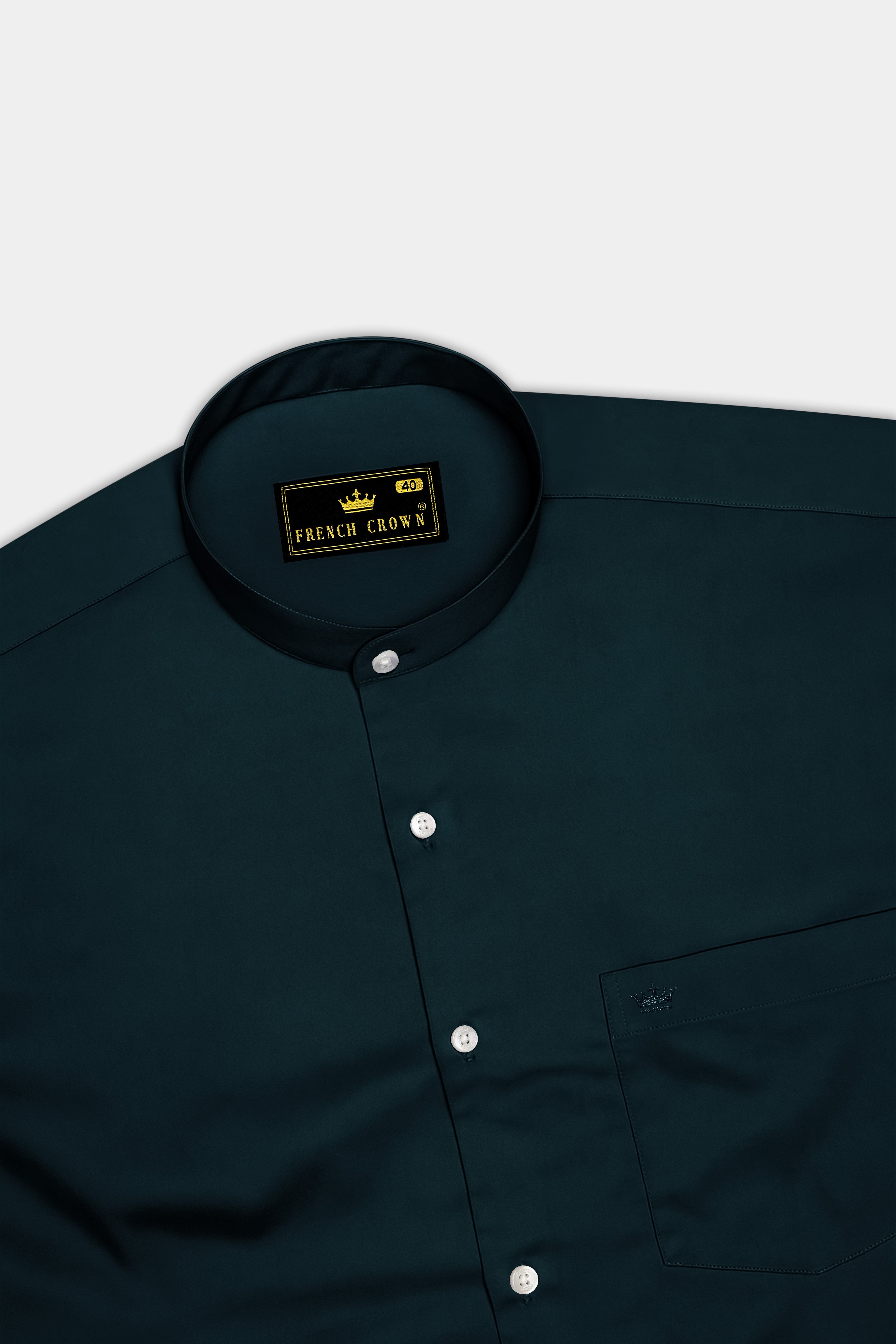 Aureburn-Burnham Green Subtle Sheen Super Soft Premium Cotton Mandarin Shirt