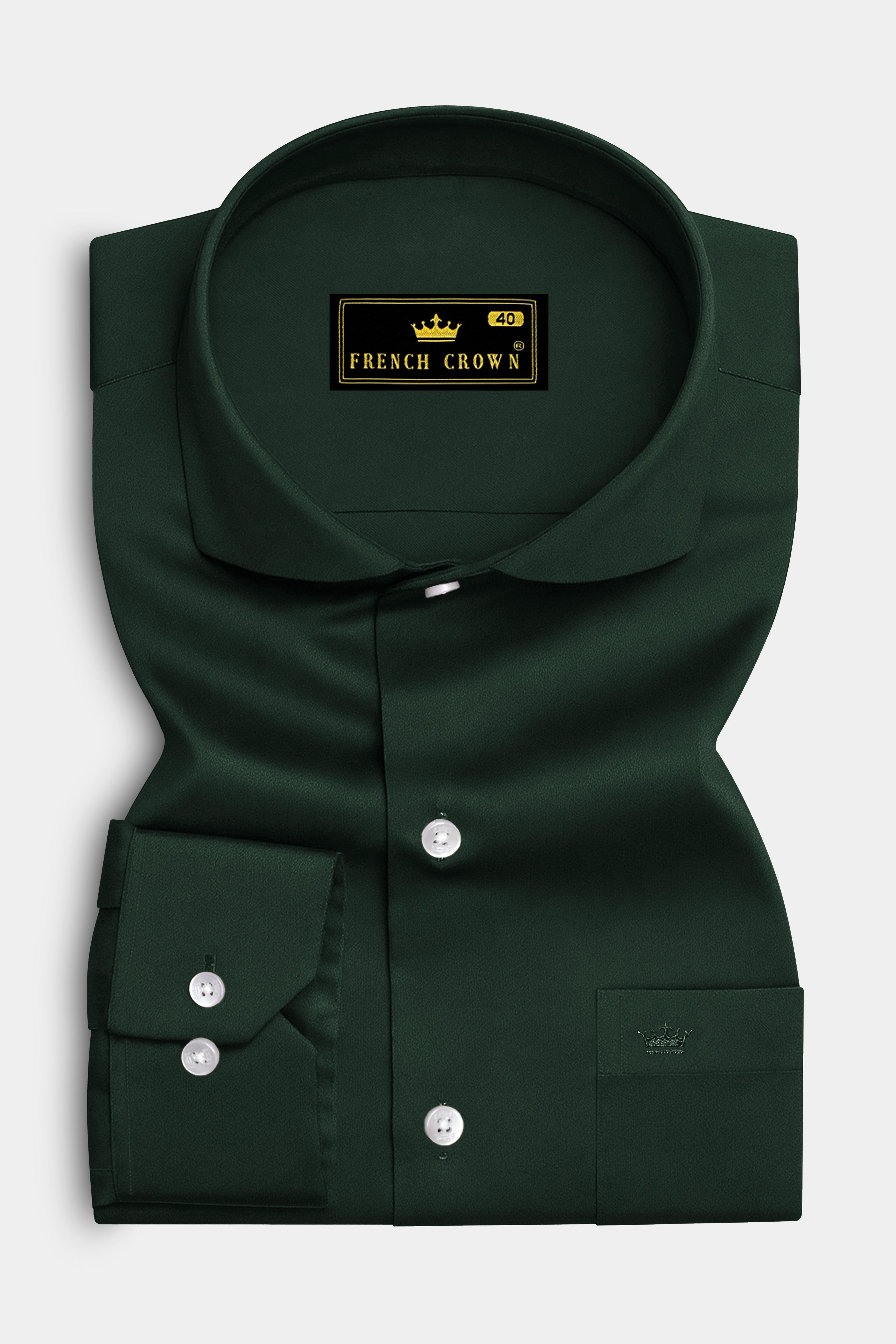 Thalvoro-Phthalo Green Subtle Sheen Super Soft Premium Cotton Cut Away Collar Dress Shirt