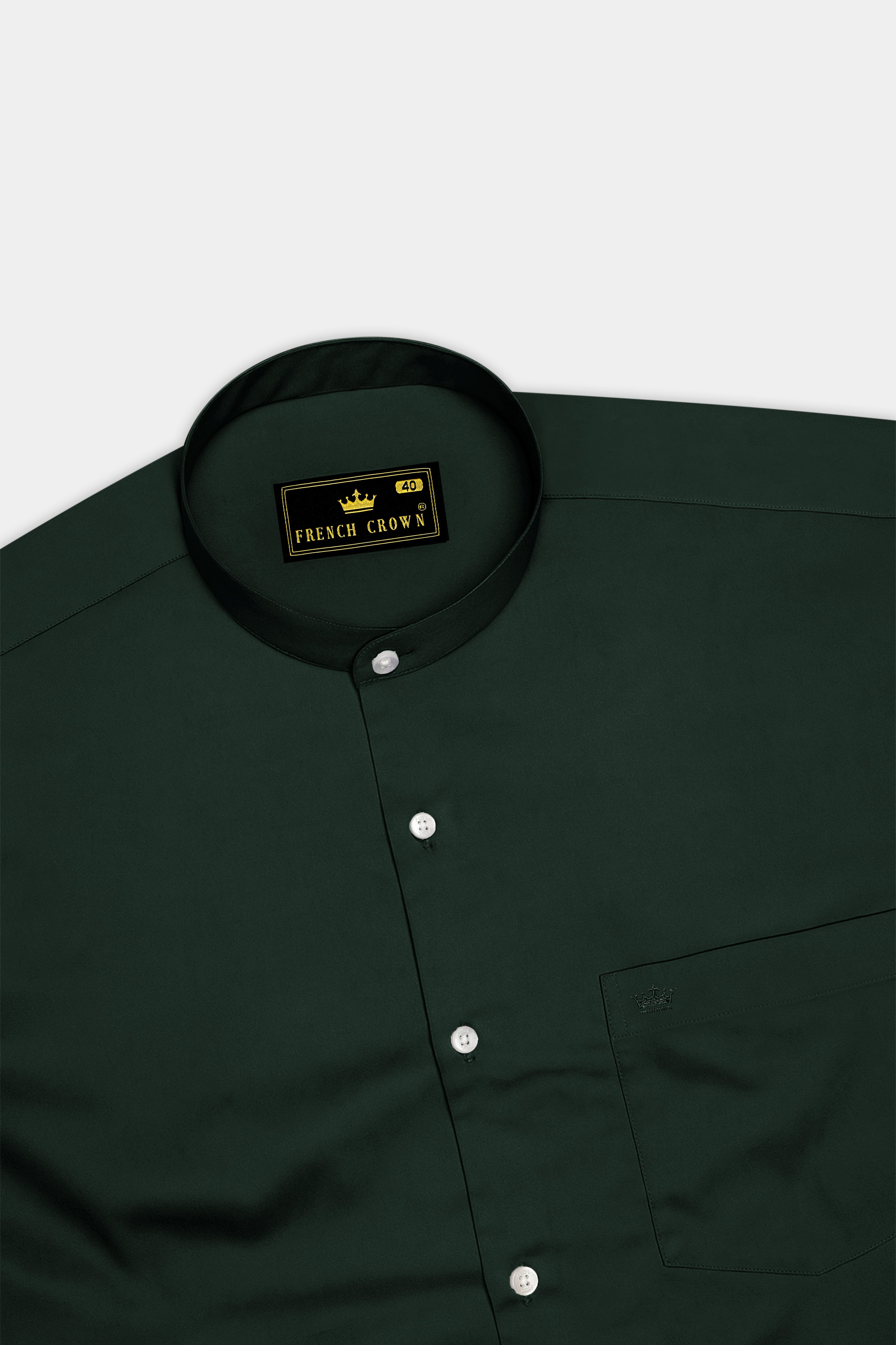 Thalvoro-Phthalo Green Subtle Sheen Super Soft Premium Cotton Mandarin Shirt