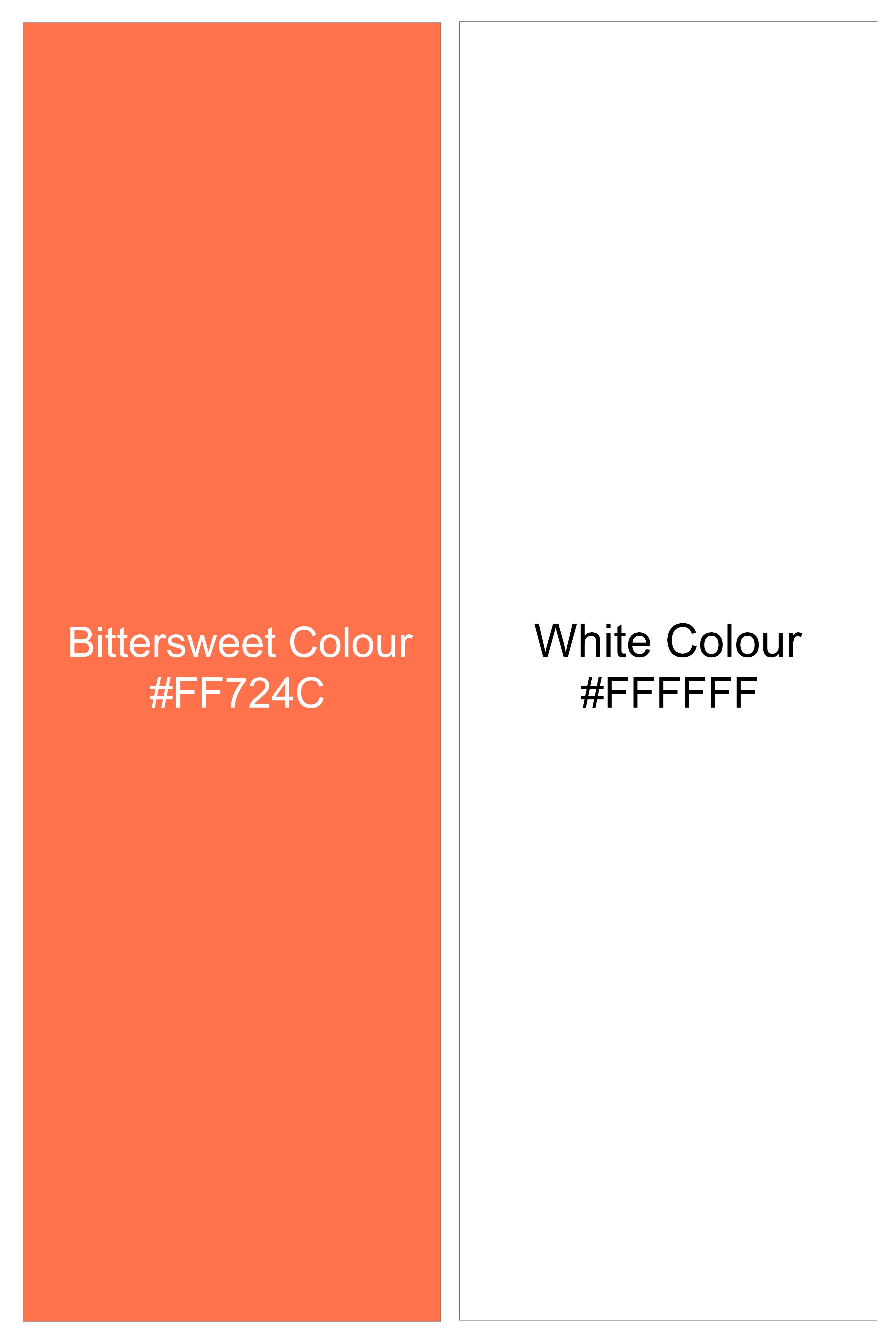 Arancio-Bittersweet Orange And Bright White Candy Striped Super Soft Premium Cotton Dress Shirt