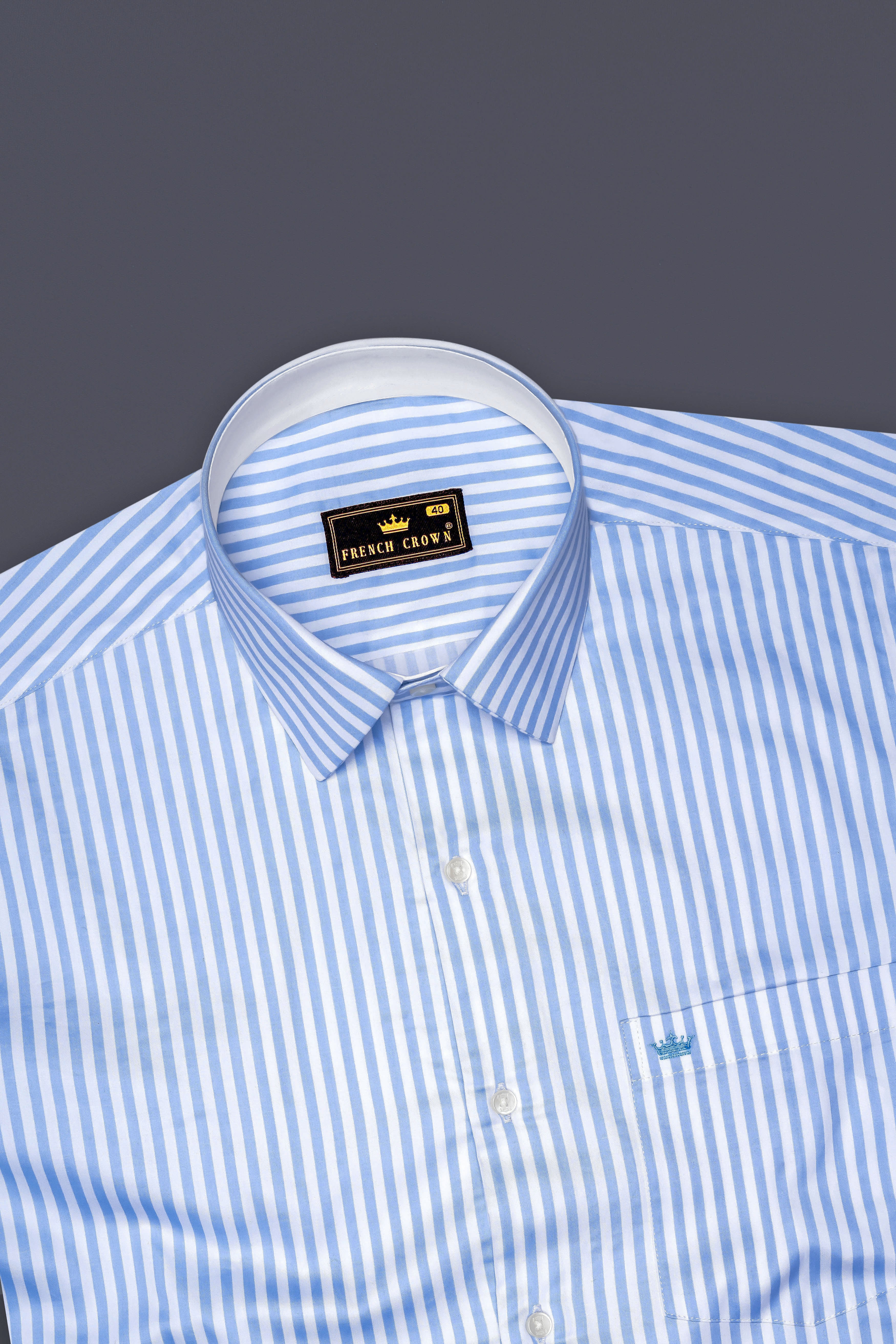 Ceruloro-Glacier Blue And Bright White Candy Striped Super Soft Premium Cotton Dress Shirt