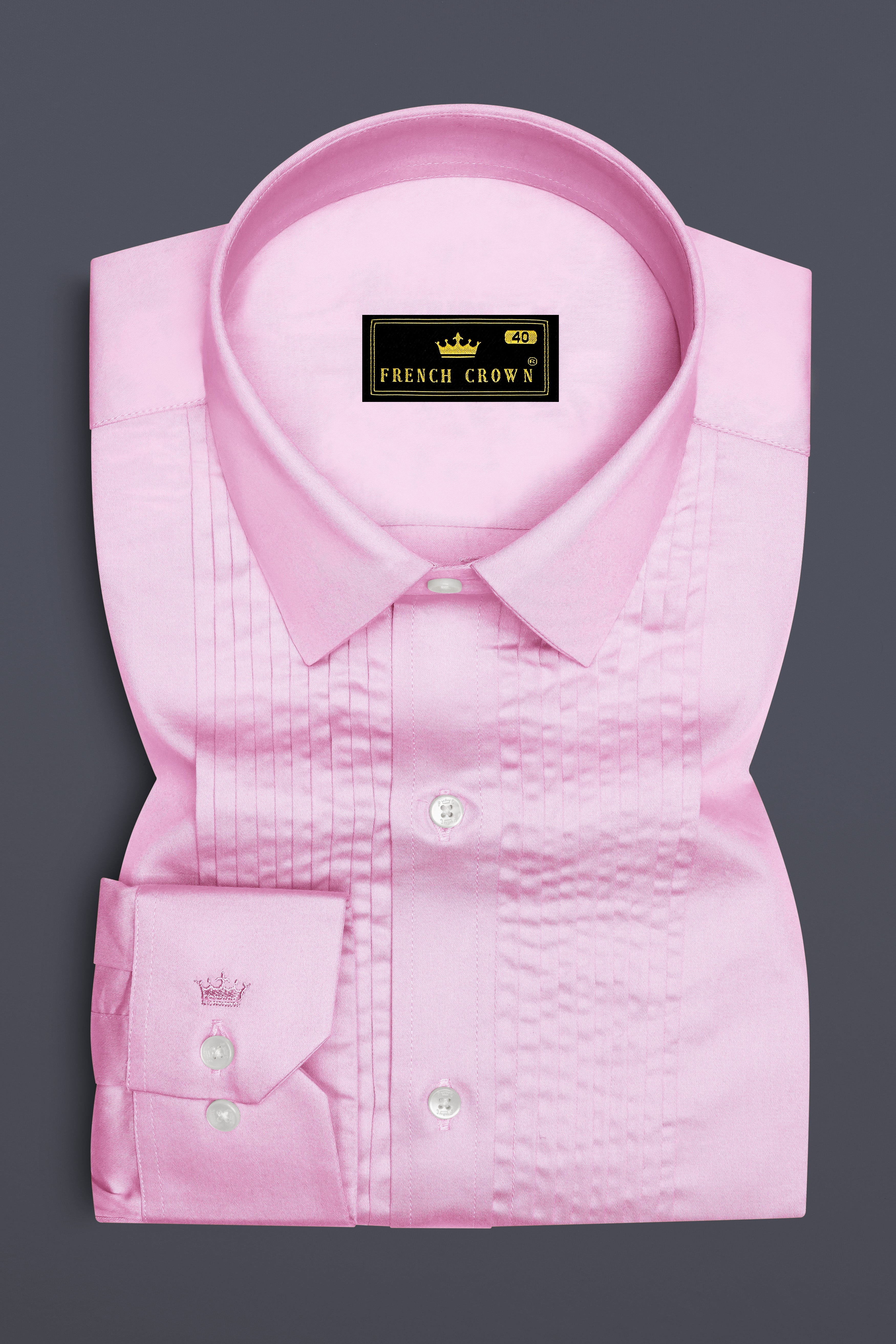 Rosevo-Pastel Pink Subtle Sheen Super Soft Premium Cotton Tuxedo Shirt