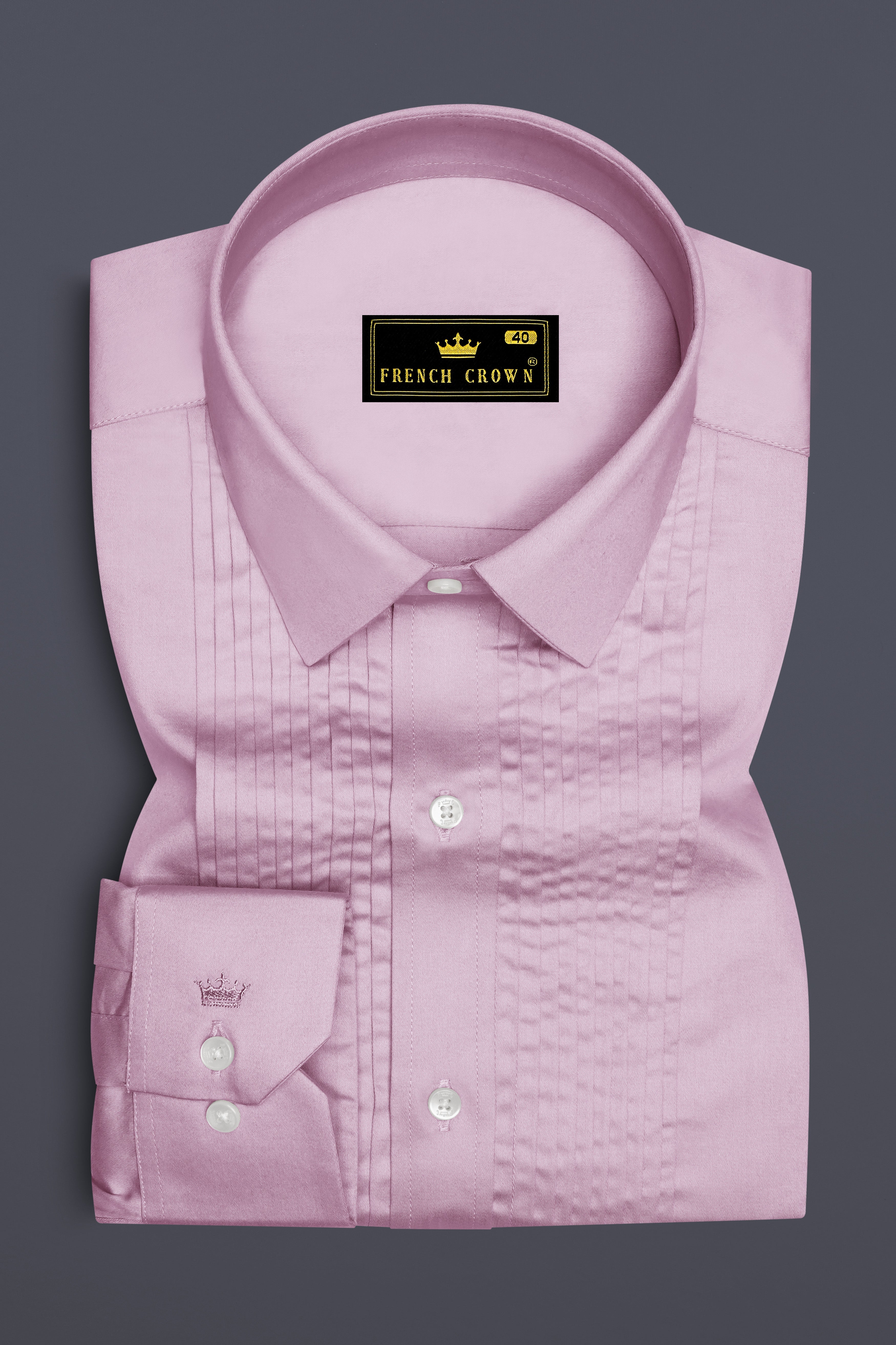 Lustraro-Azalea Pink Subtle Sheen Super Soft Premium Cotton Tuxedo Shirt