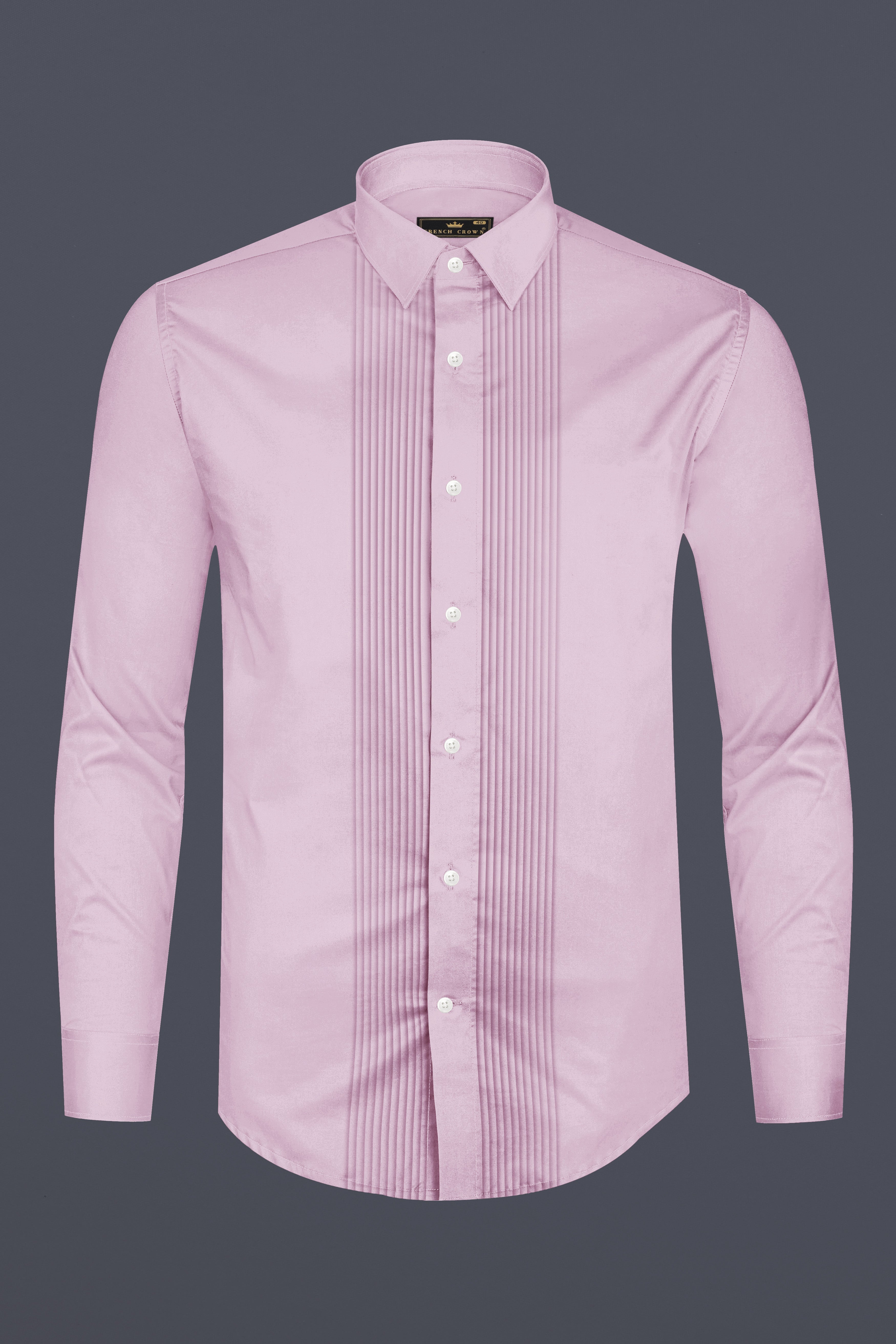 Lustraro-Azalea Pink Subtle Sheen Super Soft Premium Cotton Tuxedo Shirt