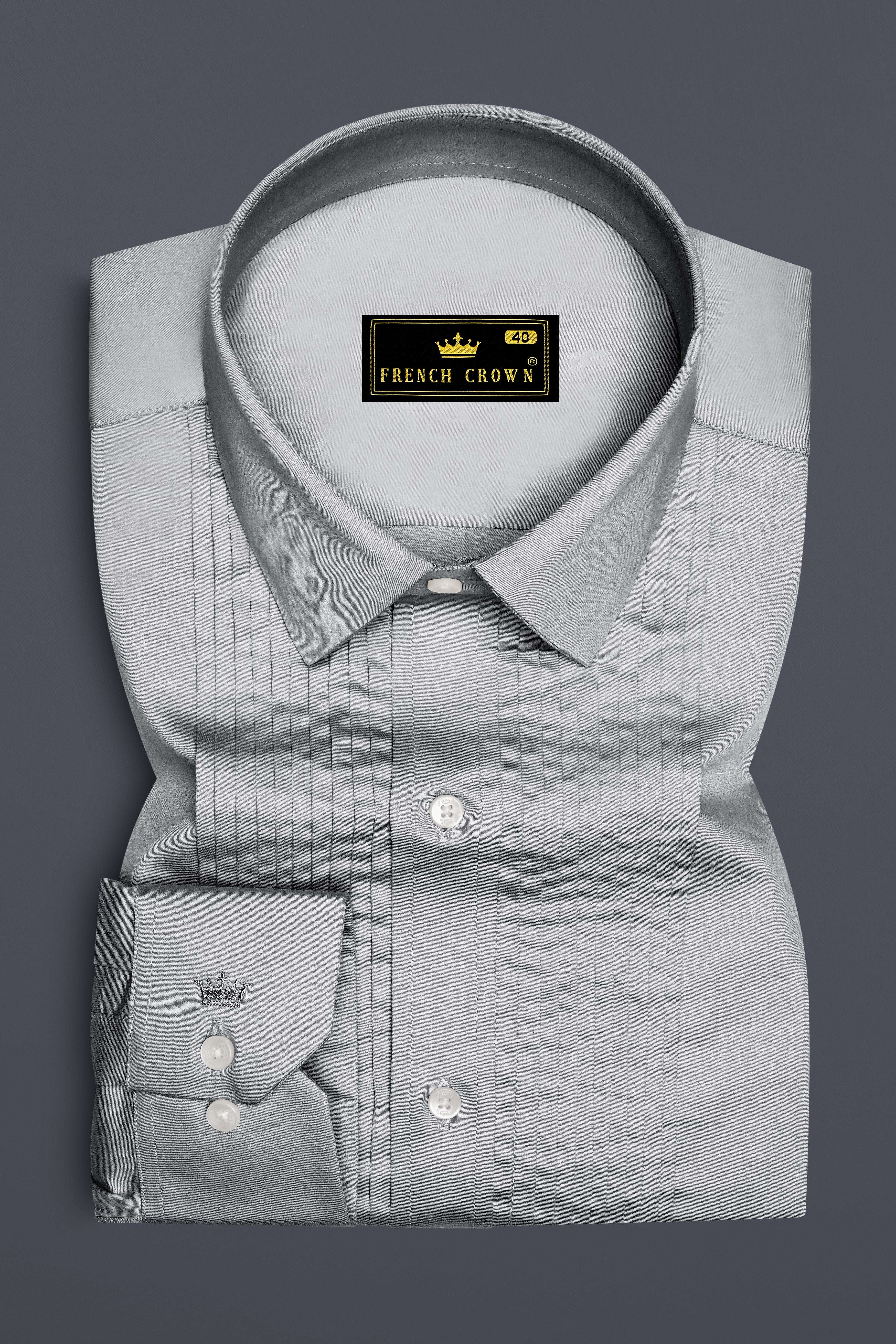 Silvoro-Celeste Gray Subtle Sheen Super Soft Premium Cotton Tuxedo Shirt