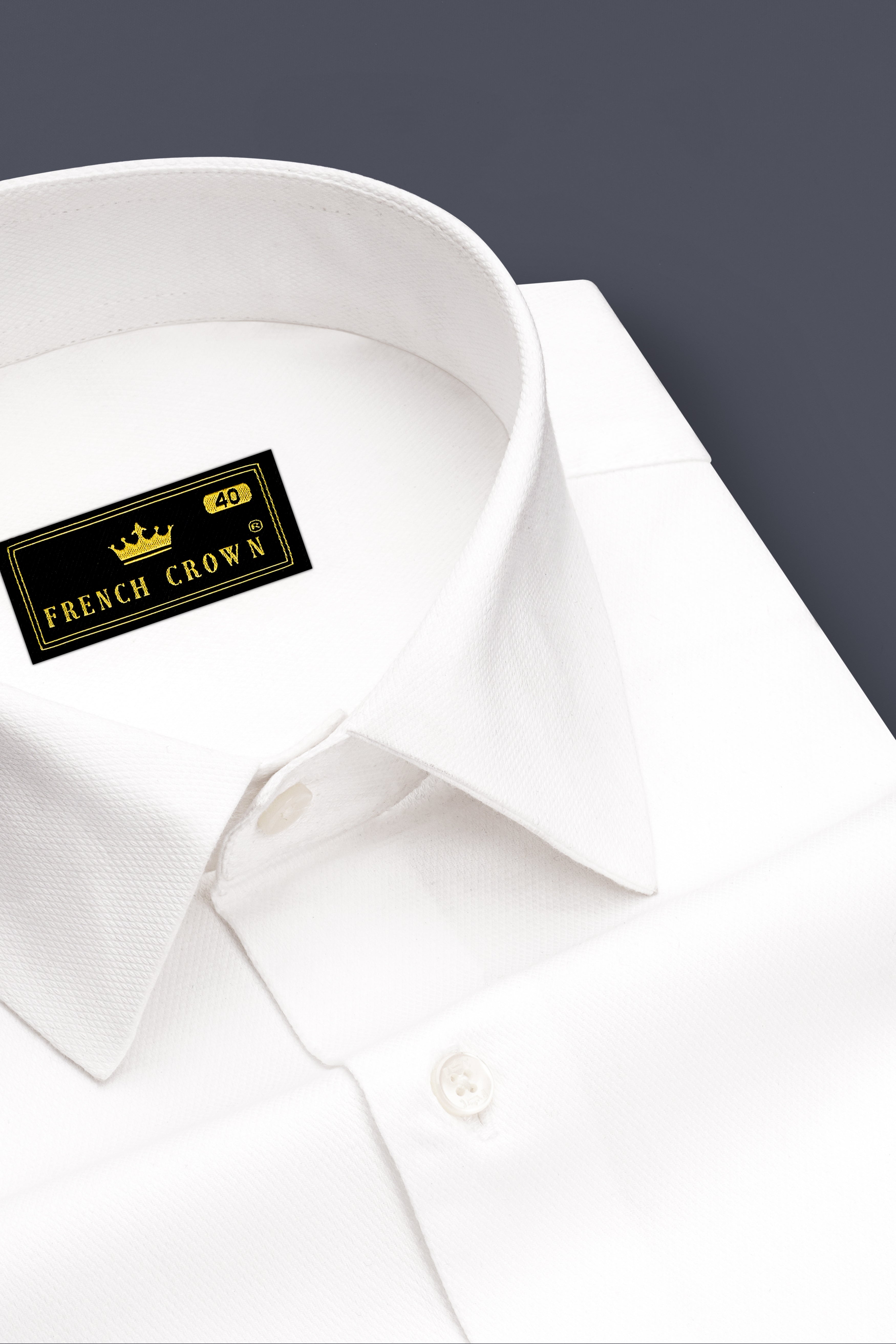 Ivoryx-Bright White Dobby Textured Premium Giza Cotton Dress Shirt