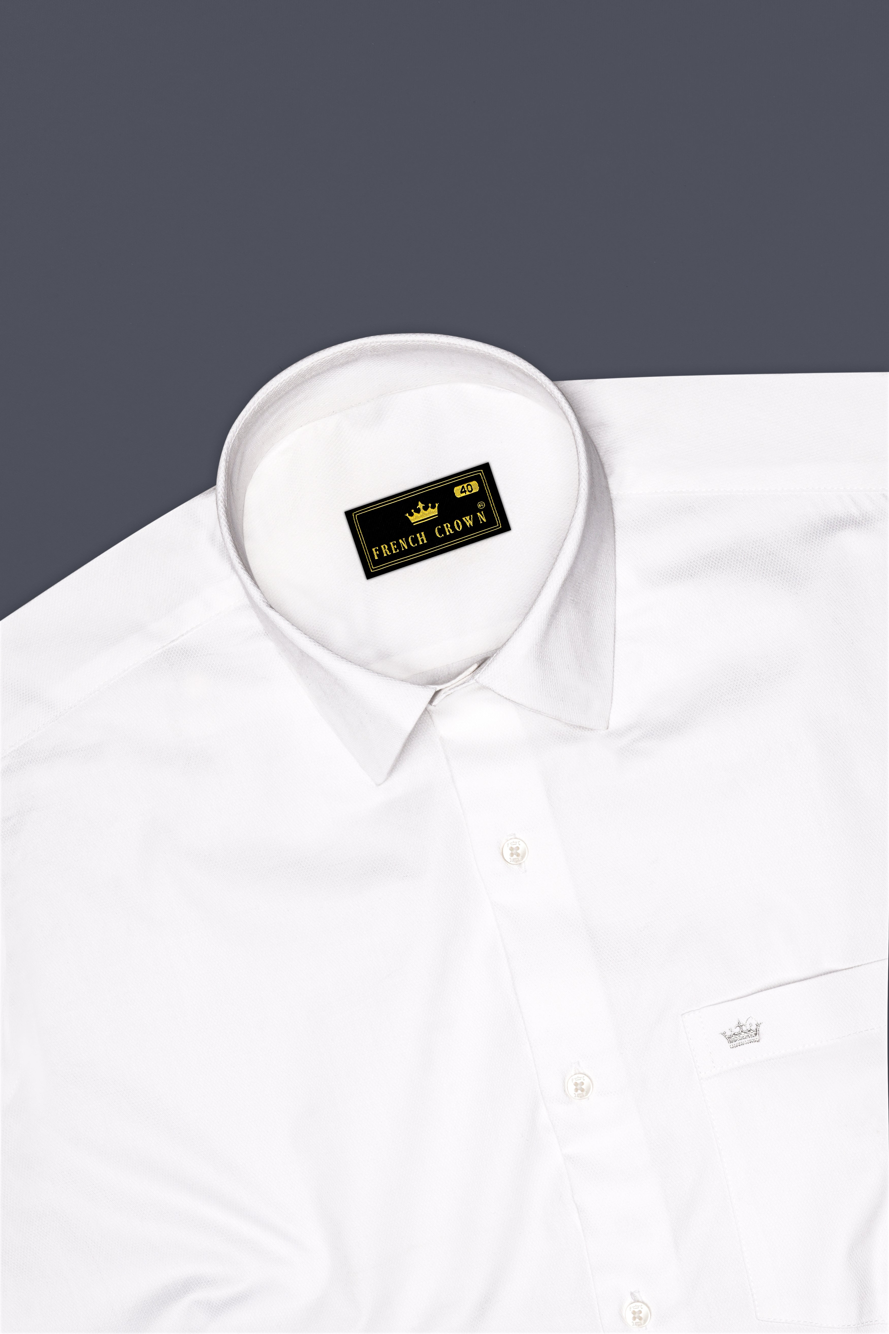 Ivoryx-Bright White Dobby Textured Premium Giza Cotton Dress Shirt