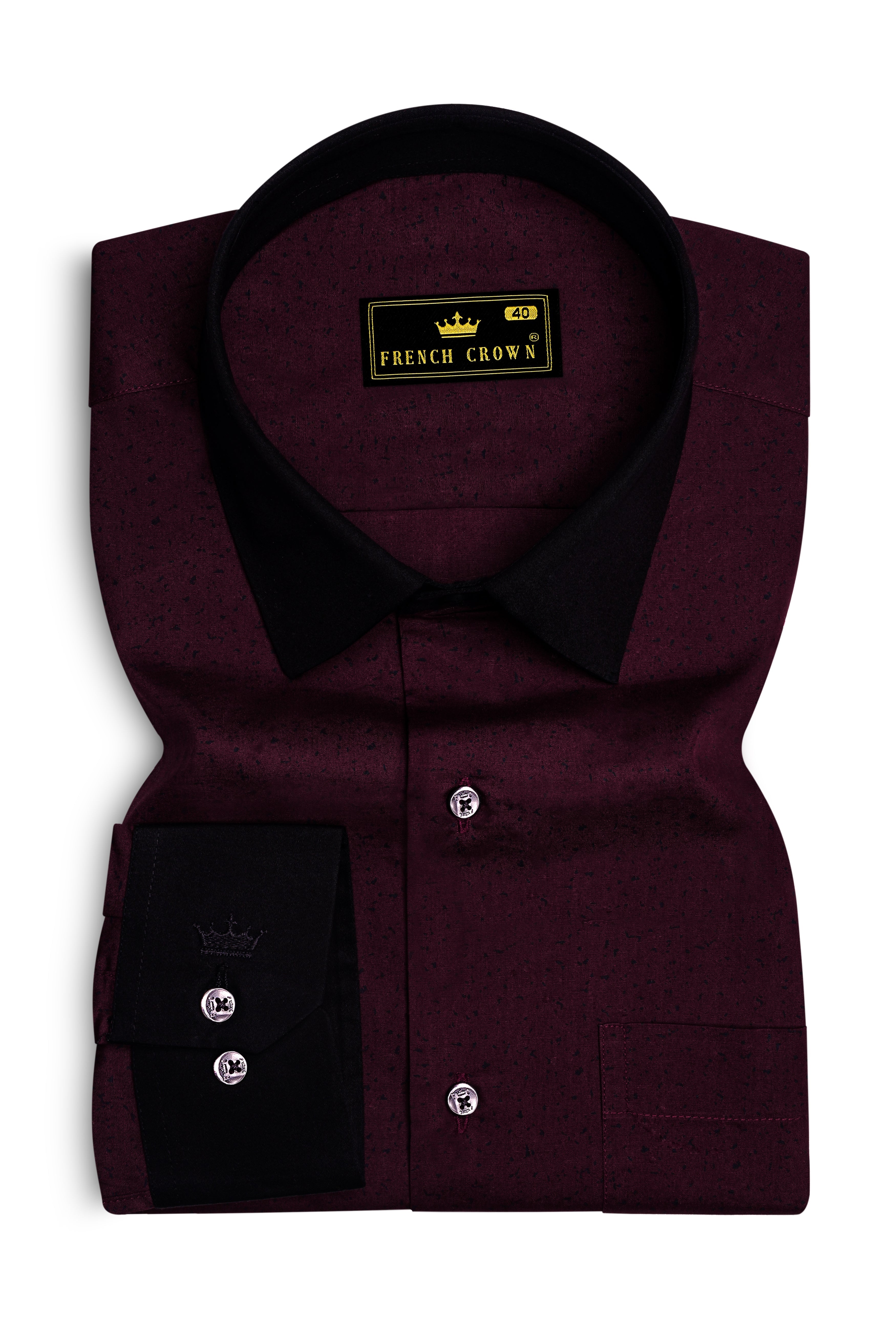 Velorin-Tamarind Maroon Printed Super Soft Premium Cotton Semi Formal Shirt