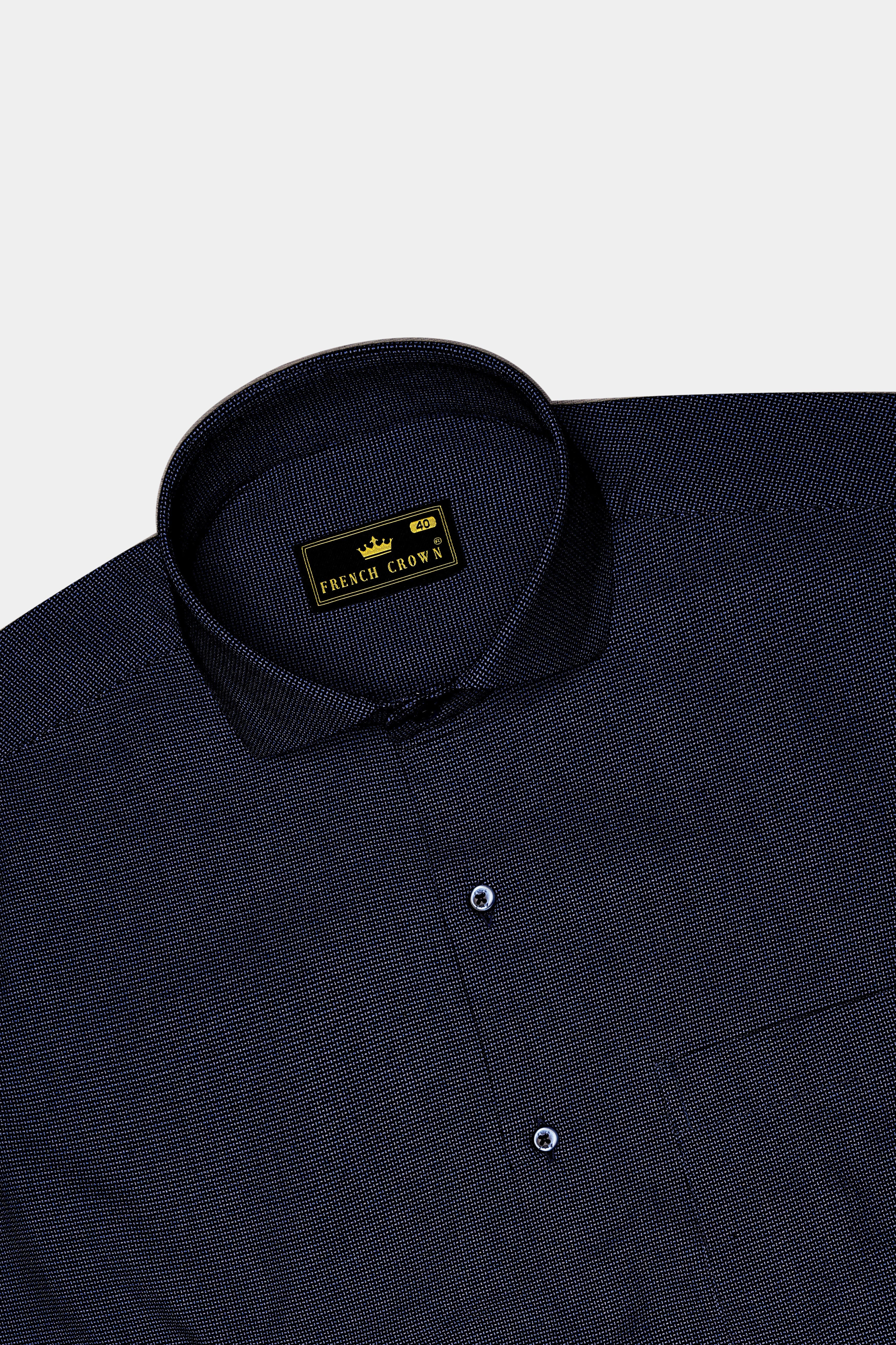 Azurion-Cinder Blue Dobby Textured Premium Giza Cotton Dress Shirt