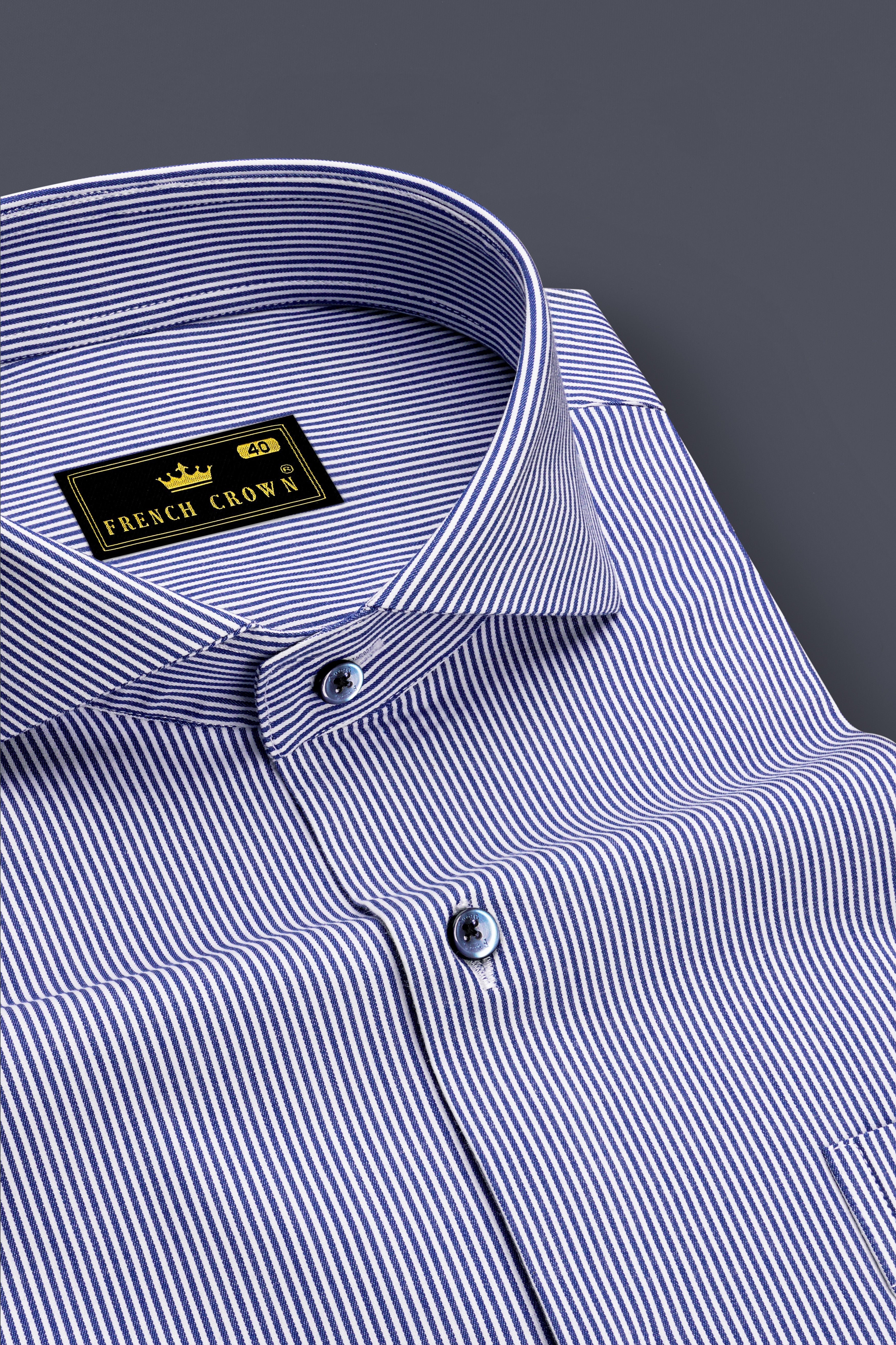 Velorin-Steel Blue Pinstriped Super Soft Premium Cotton Dress Shirt