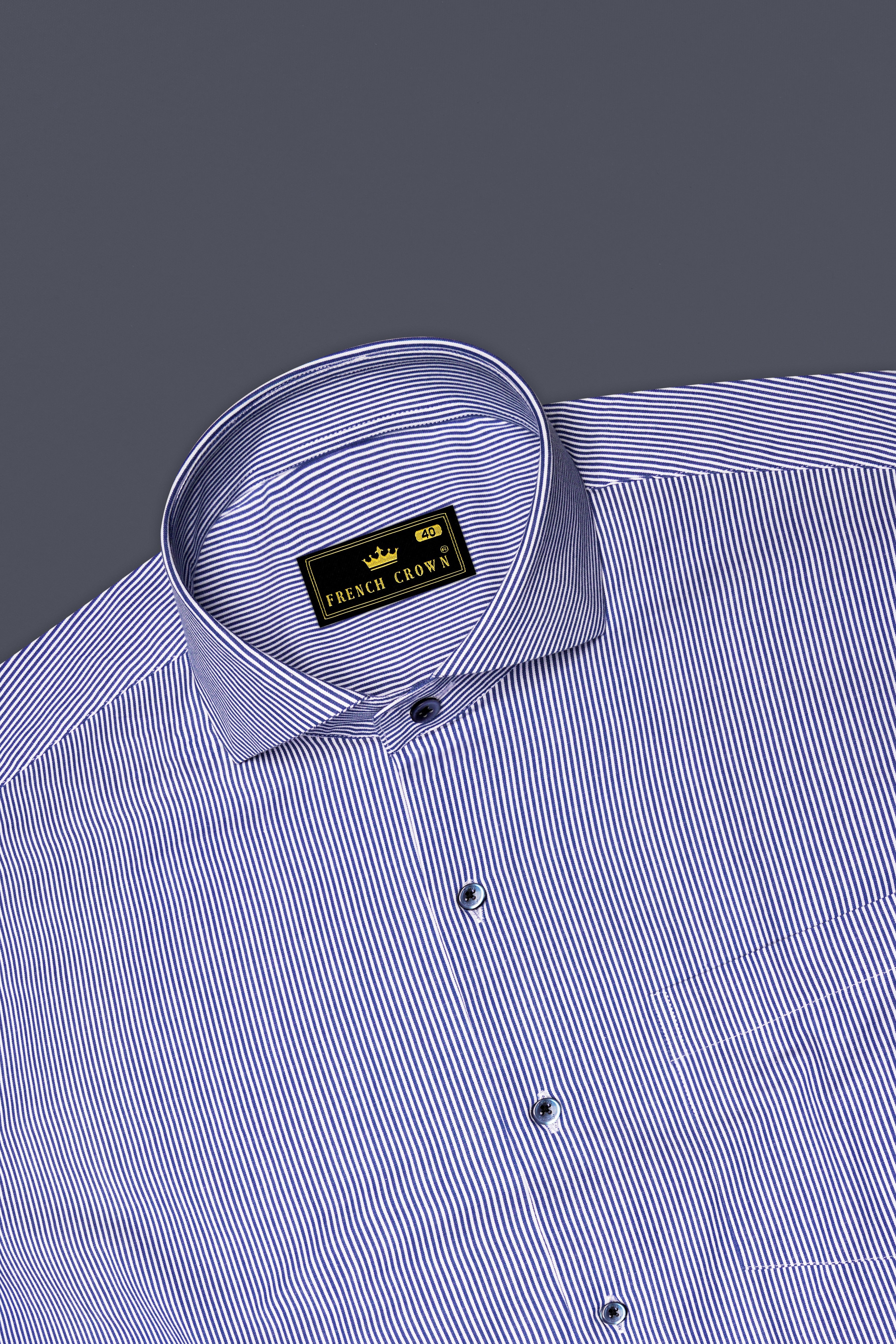 Velorin-Steel Blue Pinstriped Super Soft Premium Cotton Dress Shirt