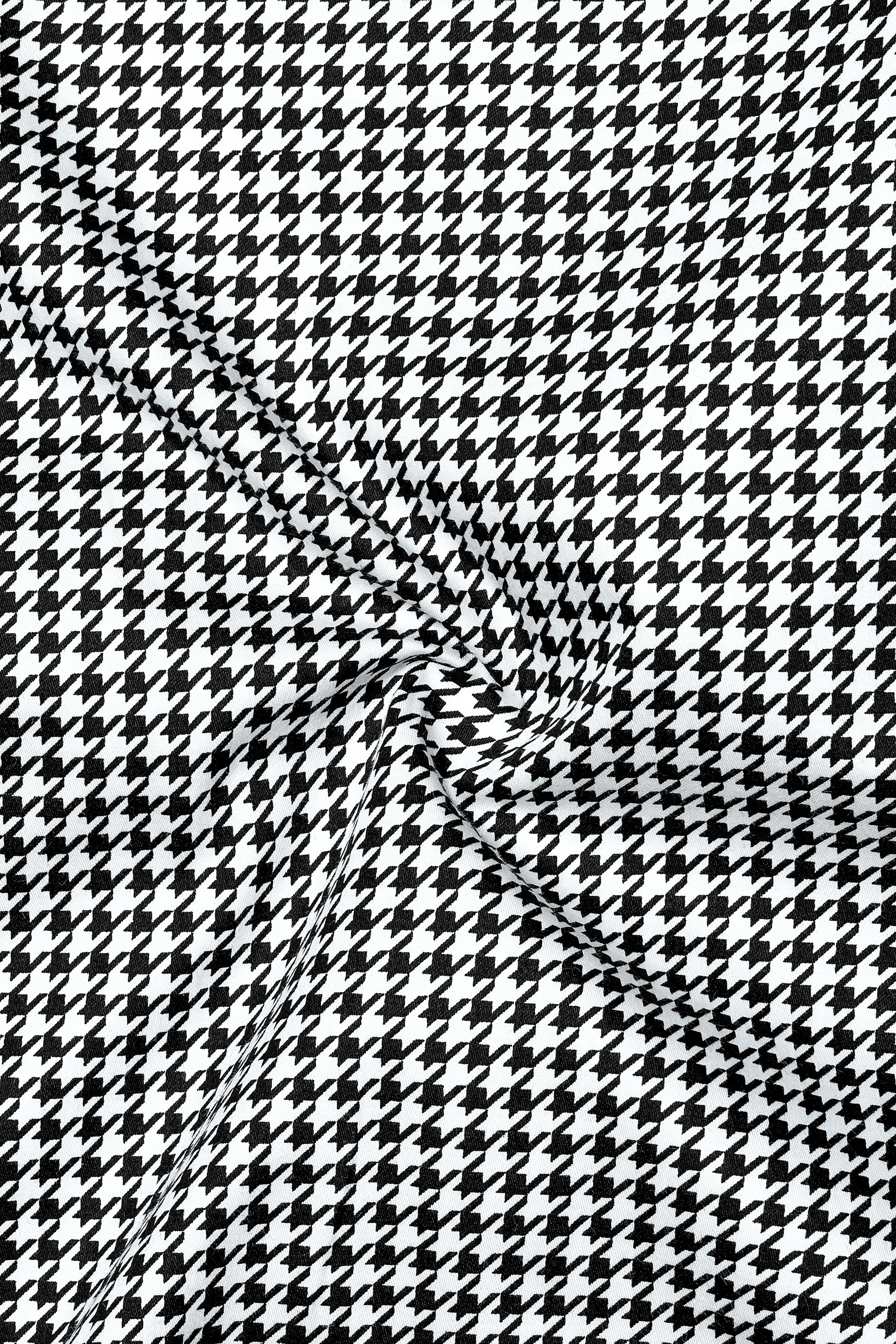 Regalis-Jade Black And Bright White Houndstooth Printed Super Soft Premium Cotton Dress Shirt