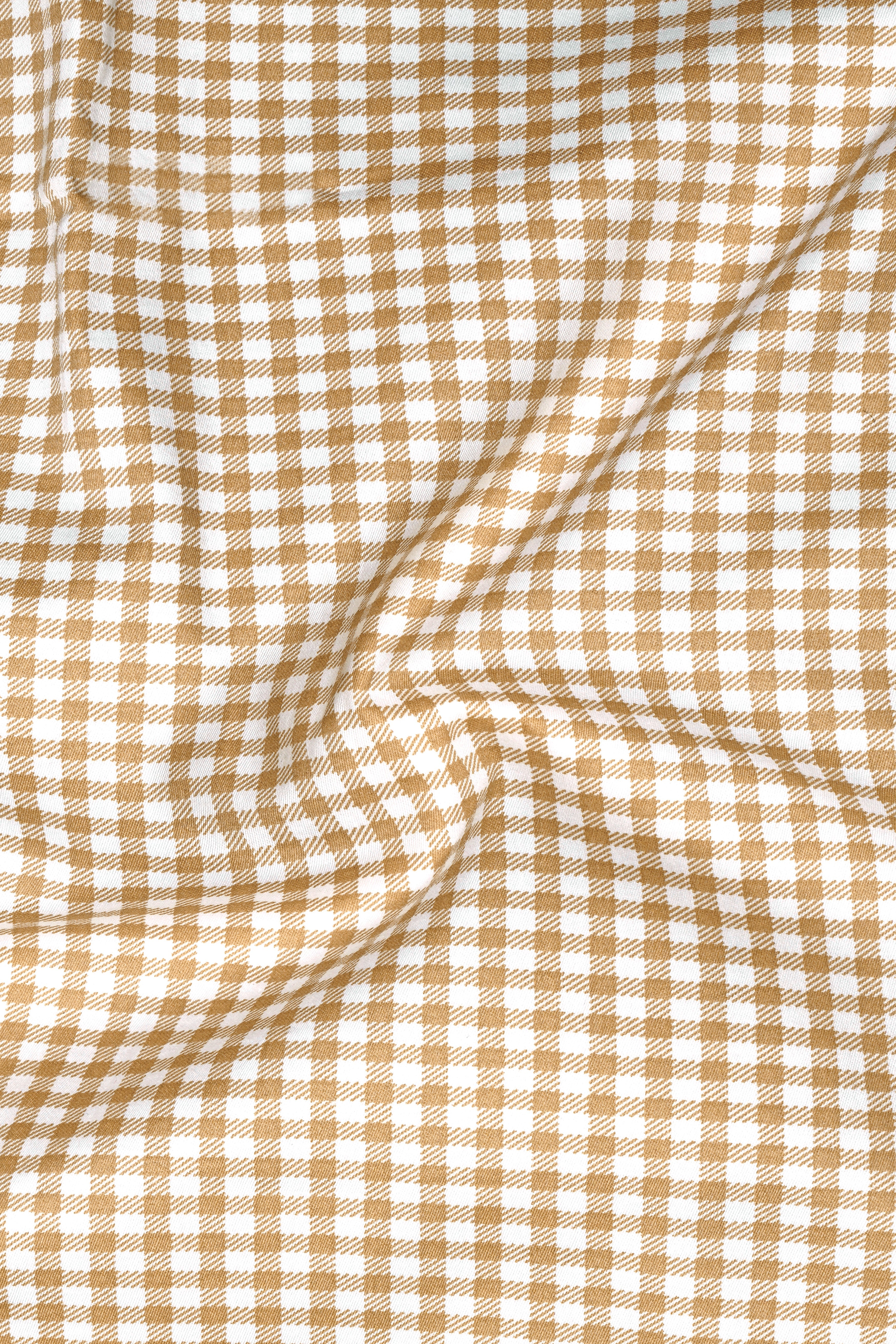 Rustiq-Barley Brown And Bright White Gingham Plaid Super Soft Premium Cotton Dress Shirt