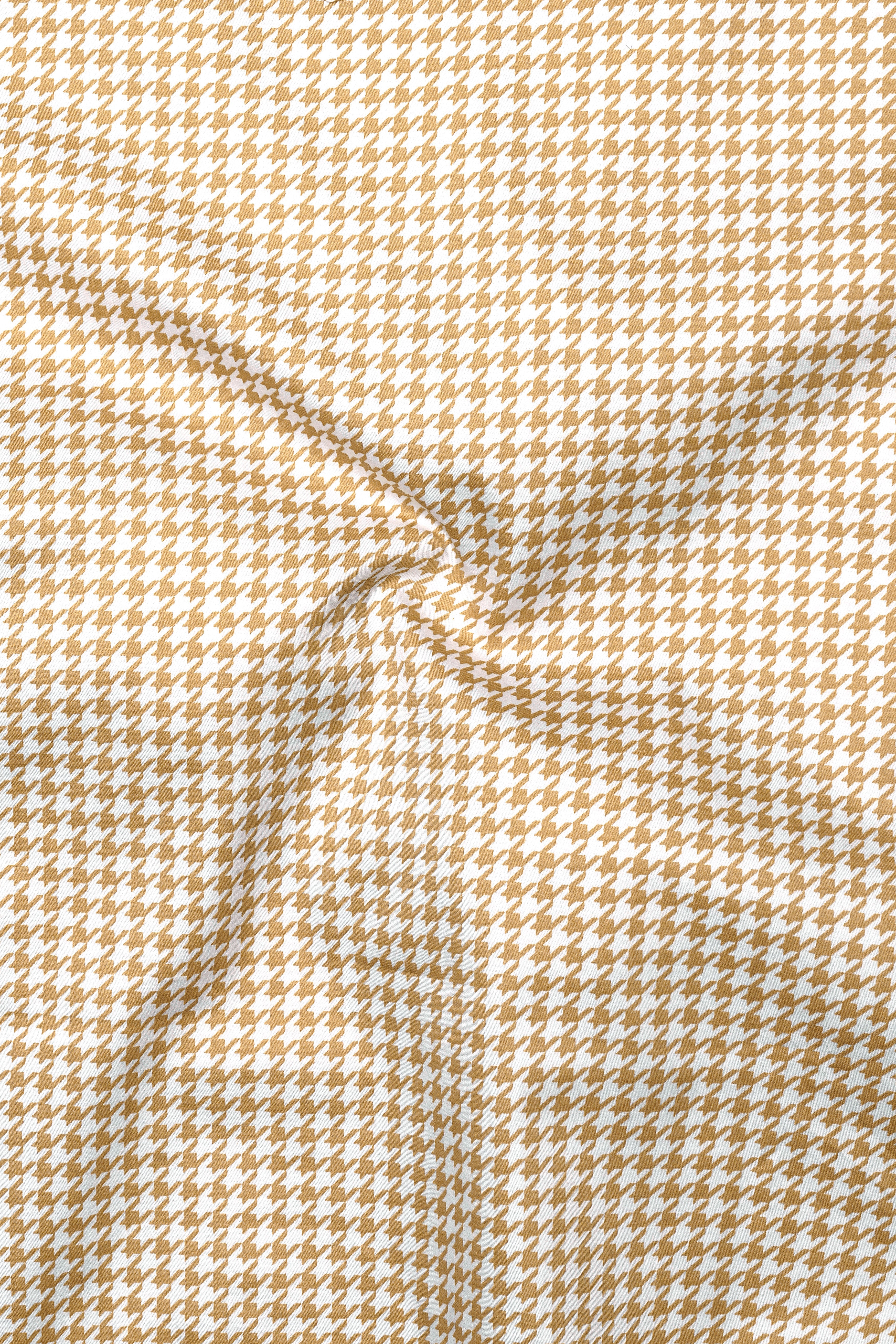 Rustiq-Barley Brown And Bright White Houndstooth Printed Subtle Sheen Super Soft Premium Cotton Dress Shirt