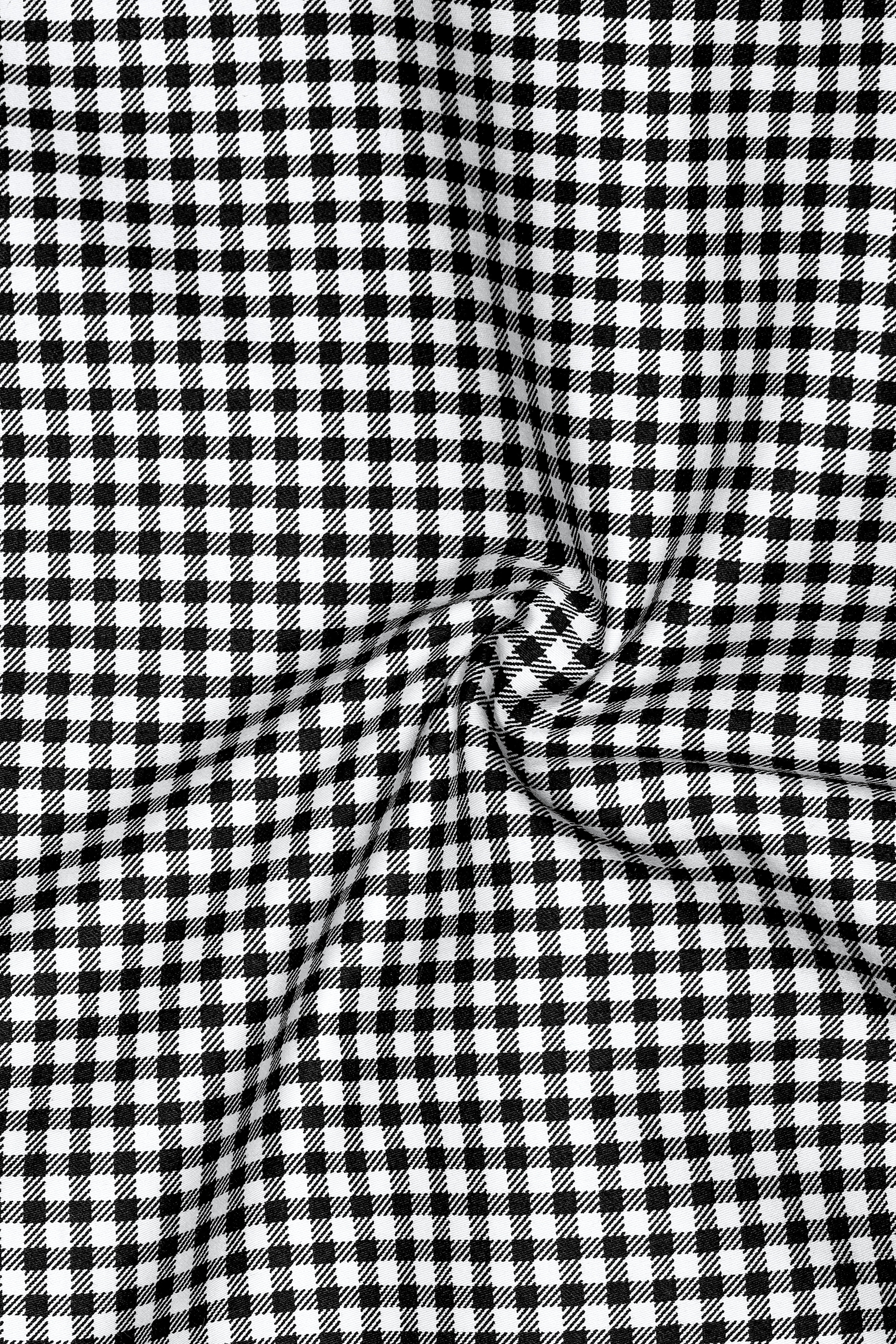 Regalis-Jade Black And Bright White Gingham Plaid Super Soft Premium Cotton Dress White Cuff Collar Shirt