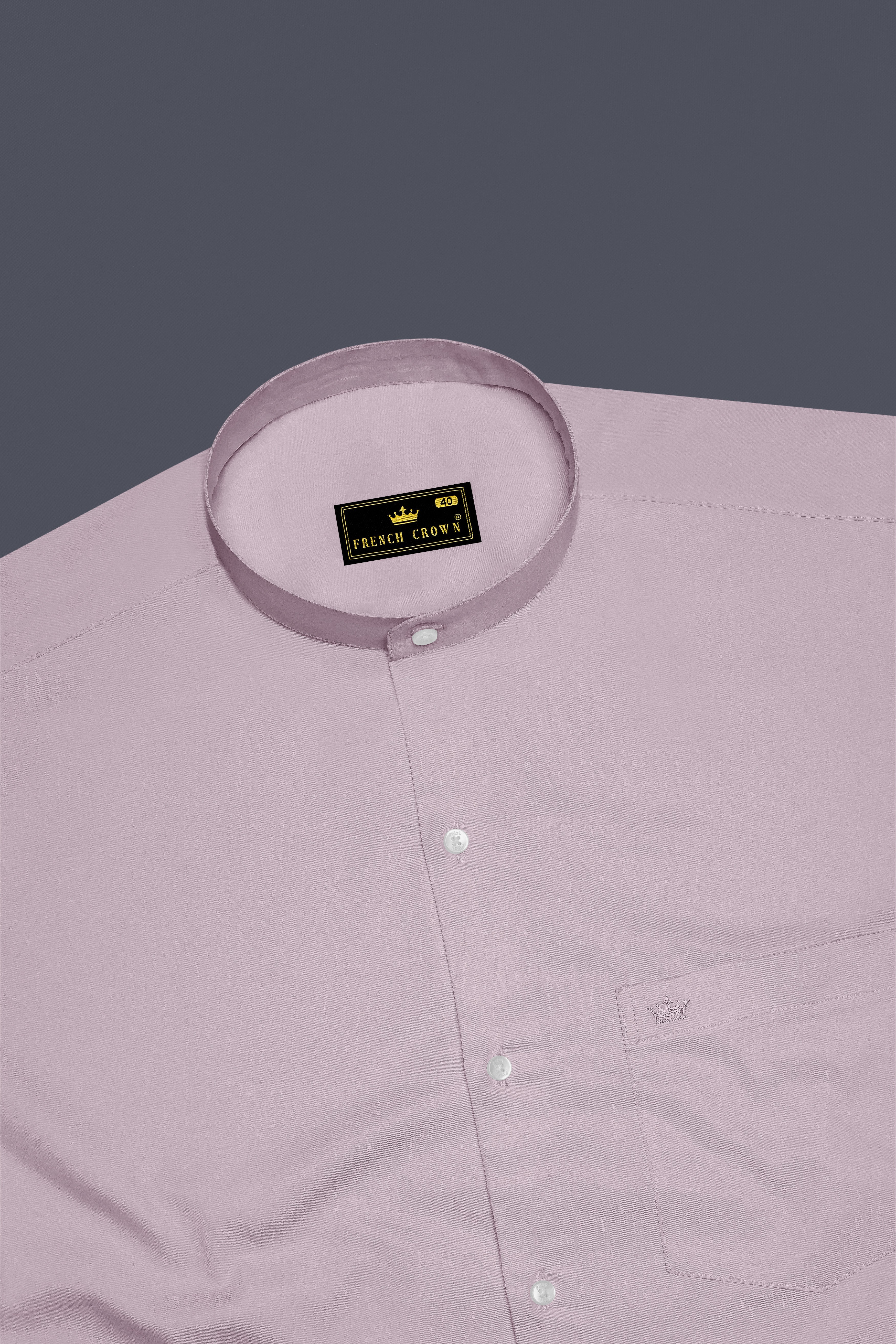 Coutaro-Plum Pink Subtle Sheen Super Soft Premium Cotton Mandarin Dress Shirt