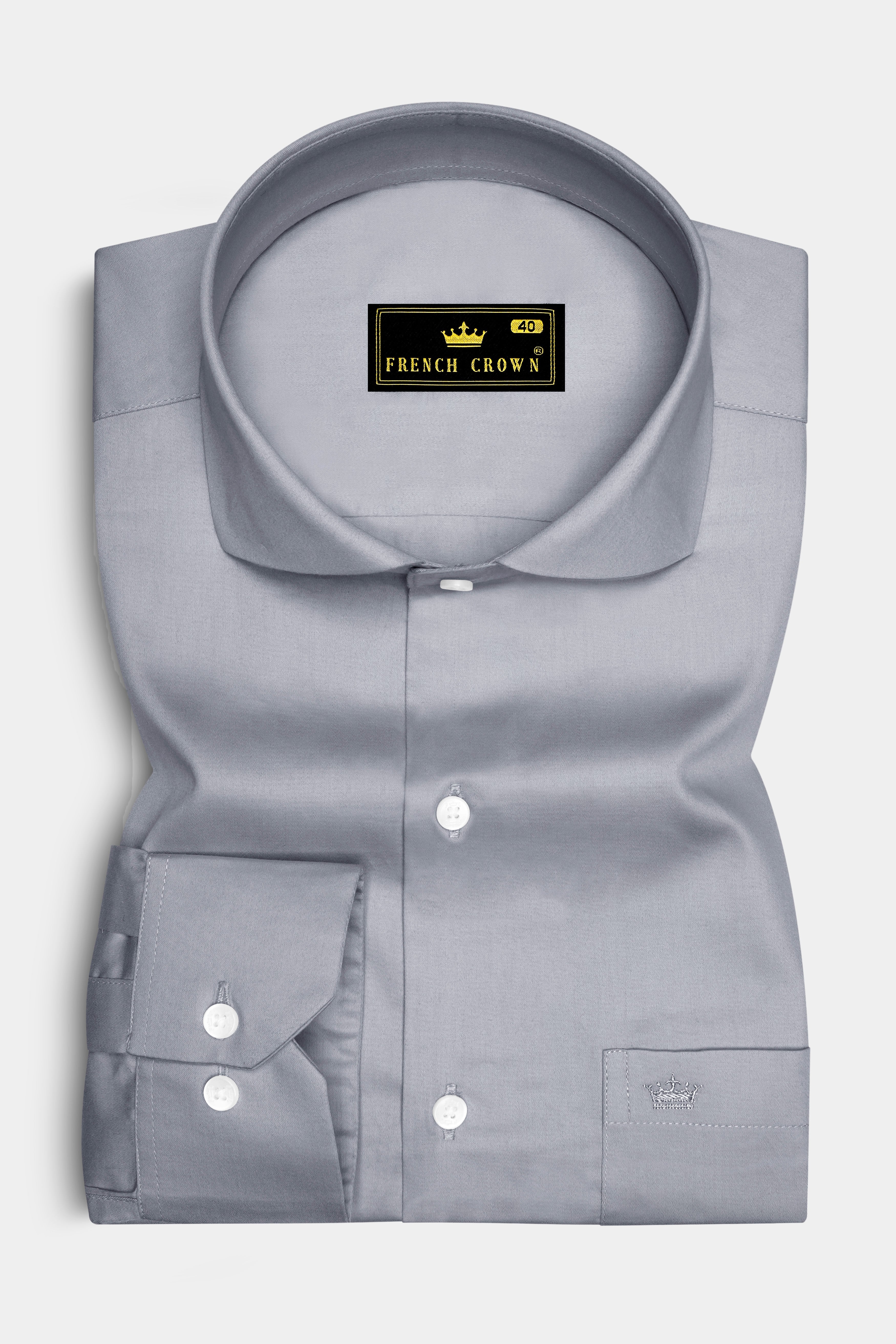 Grisoro-Slate Gray Subtle Sheen Super Soft Premium Cotton Cut Away Collar Dress Shirt