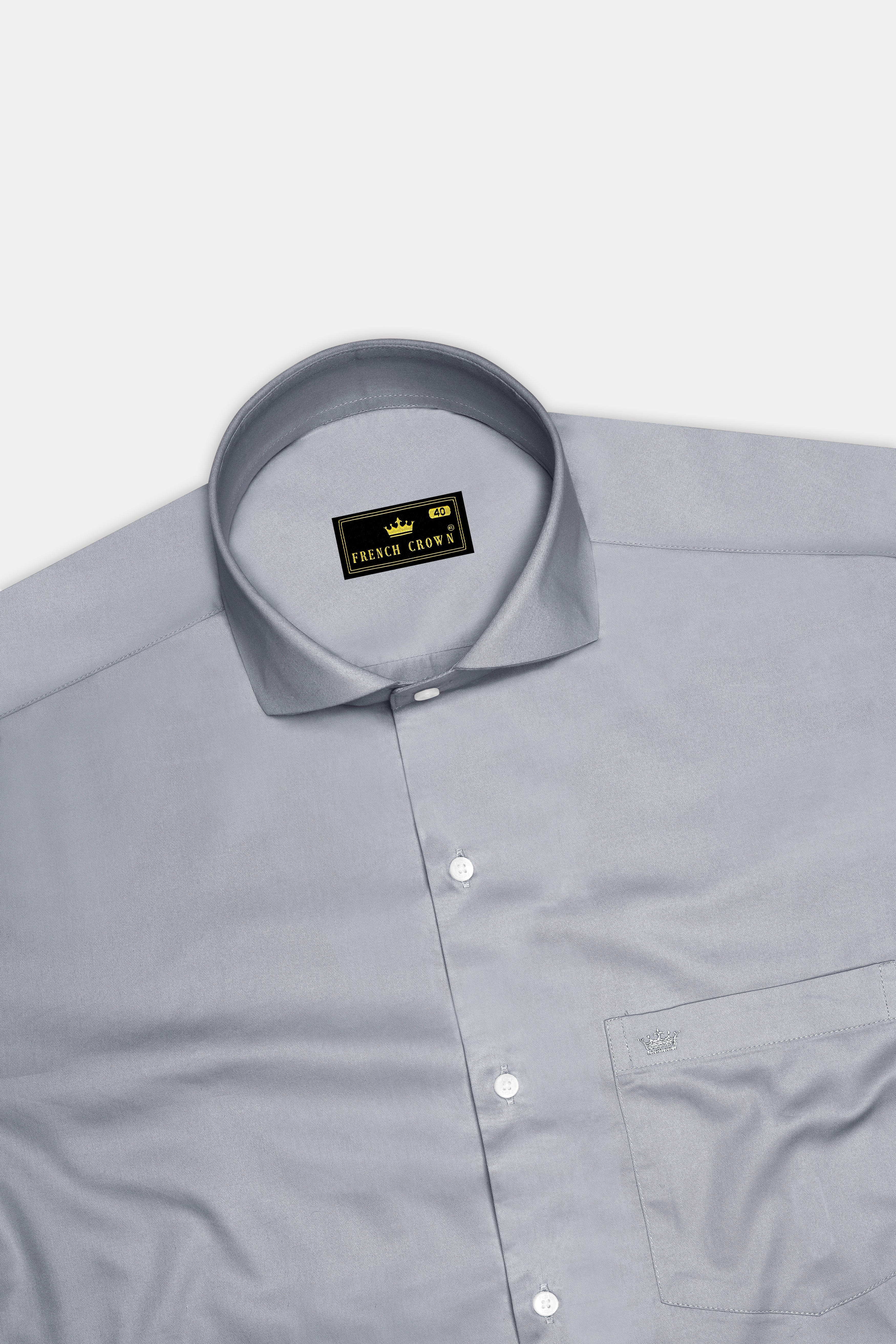Grisoro-Slate Gray Subtle Sheen Super Soft Premium Cotton Cut Away Collar Dress Shirt
