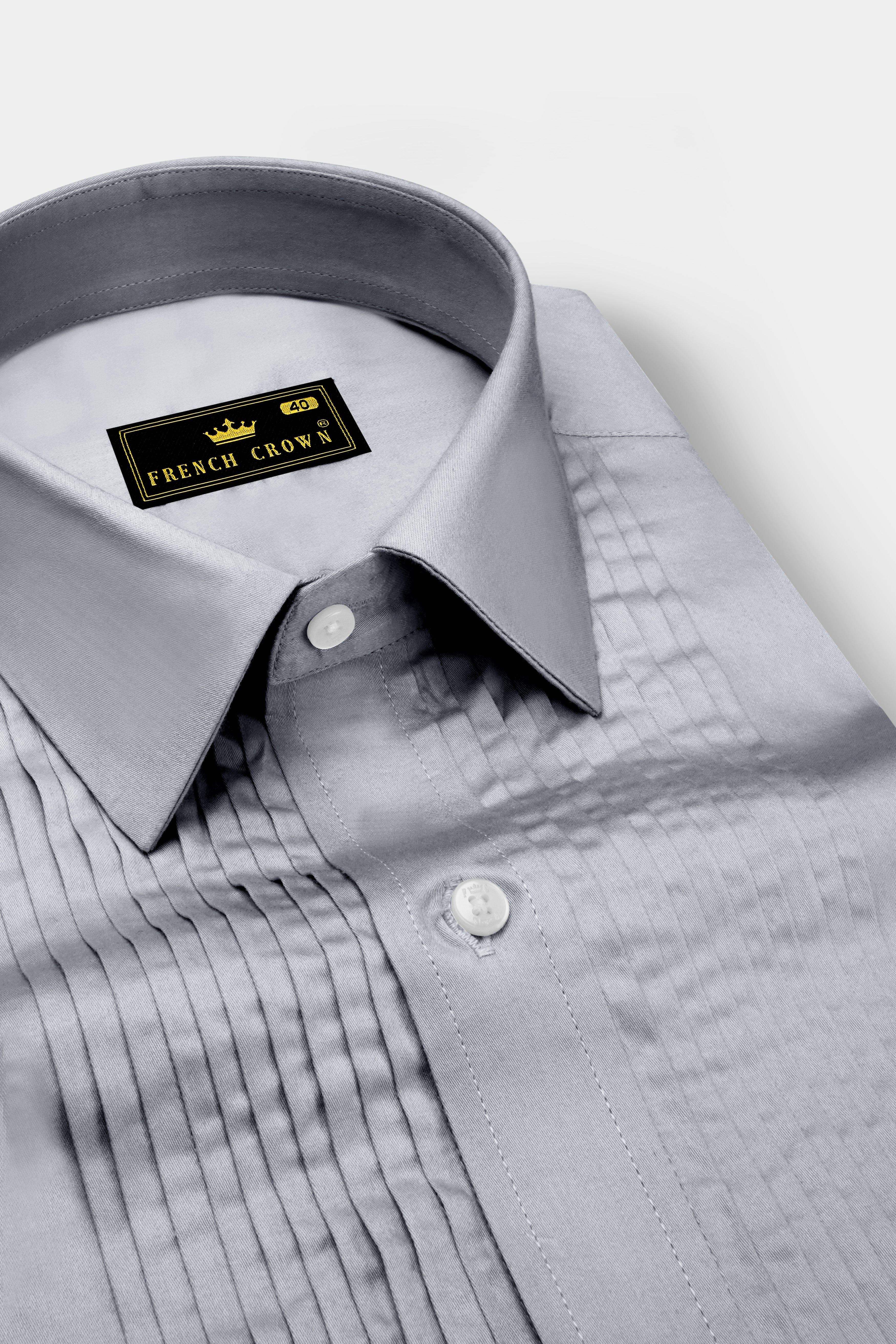 Grisoro-Slate Gray Subtle Sheen Super Soft Premium Cotton Tuxedo Dress Shirt