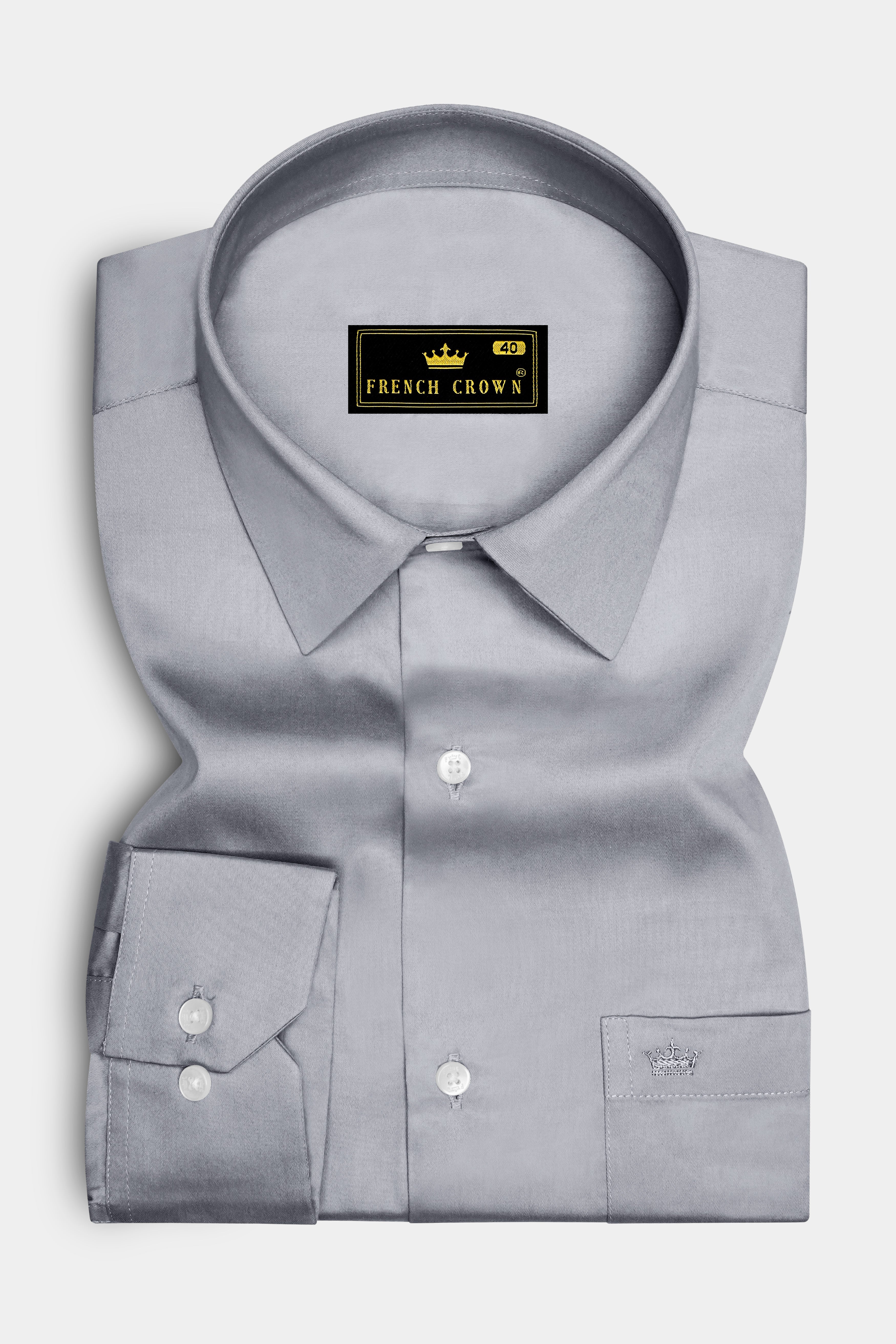 Grisoro-Slate Gray Subtle Sheen Super Soft Premium Cotton Dress Shirt