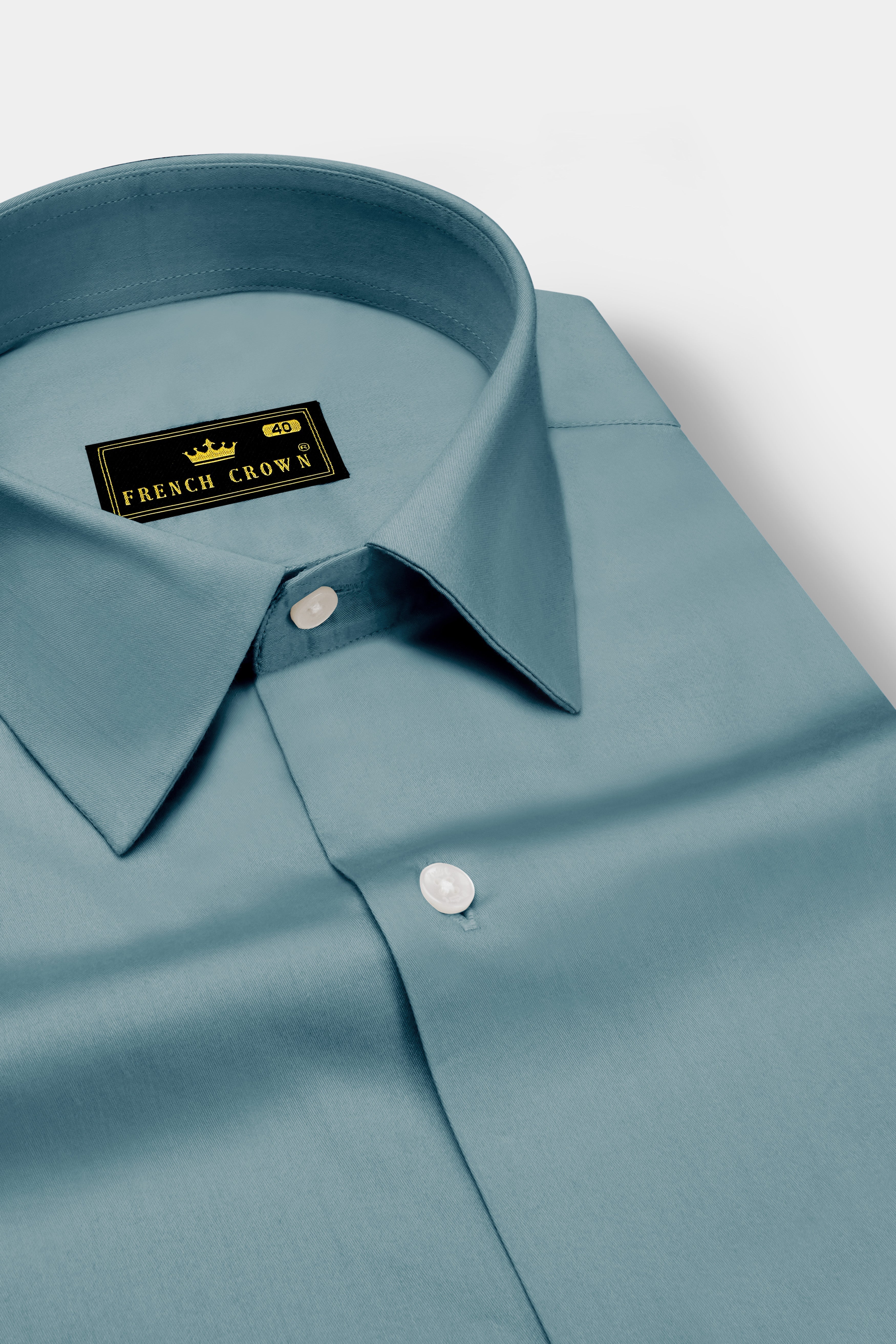 Lustraro-Cadet Green Subtle Sheen Super Soft Premium Cotton Dress Shirt