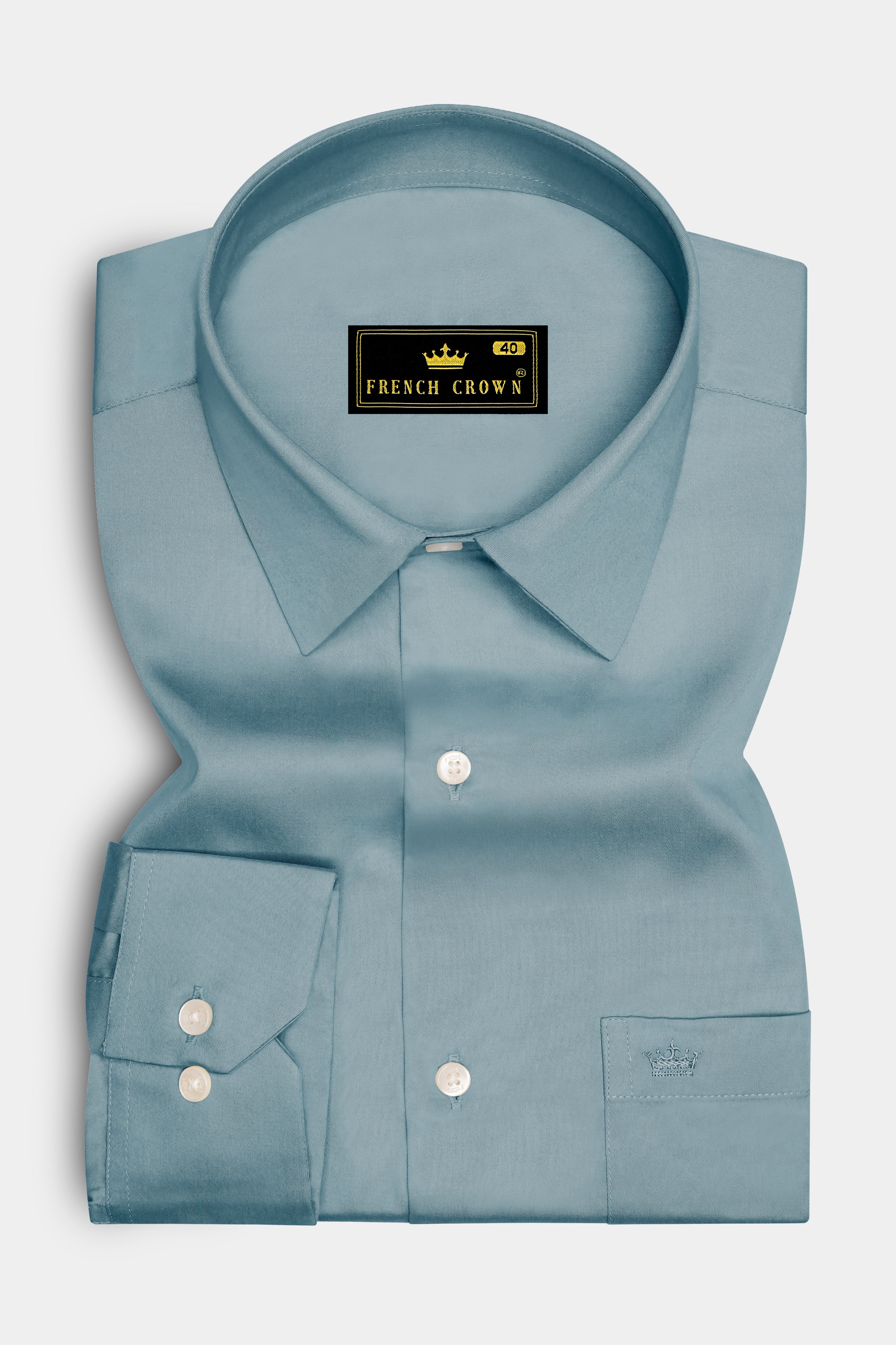 Lustraro-Cadet Green Subtle Sheen Super Soft Premium Cotton Dress Shirt