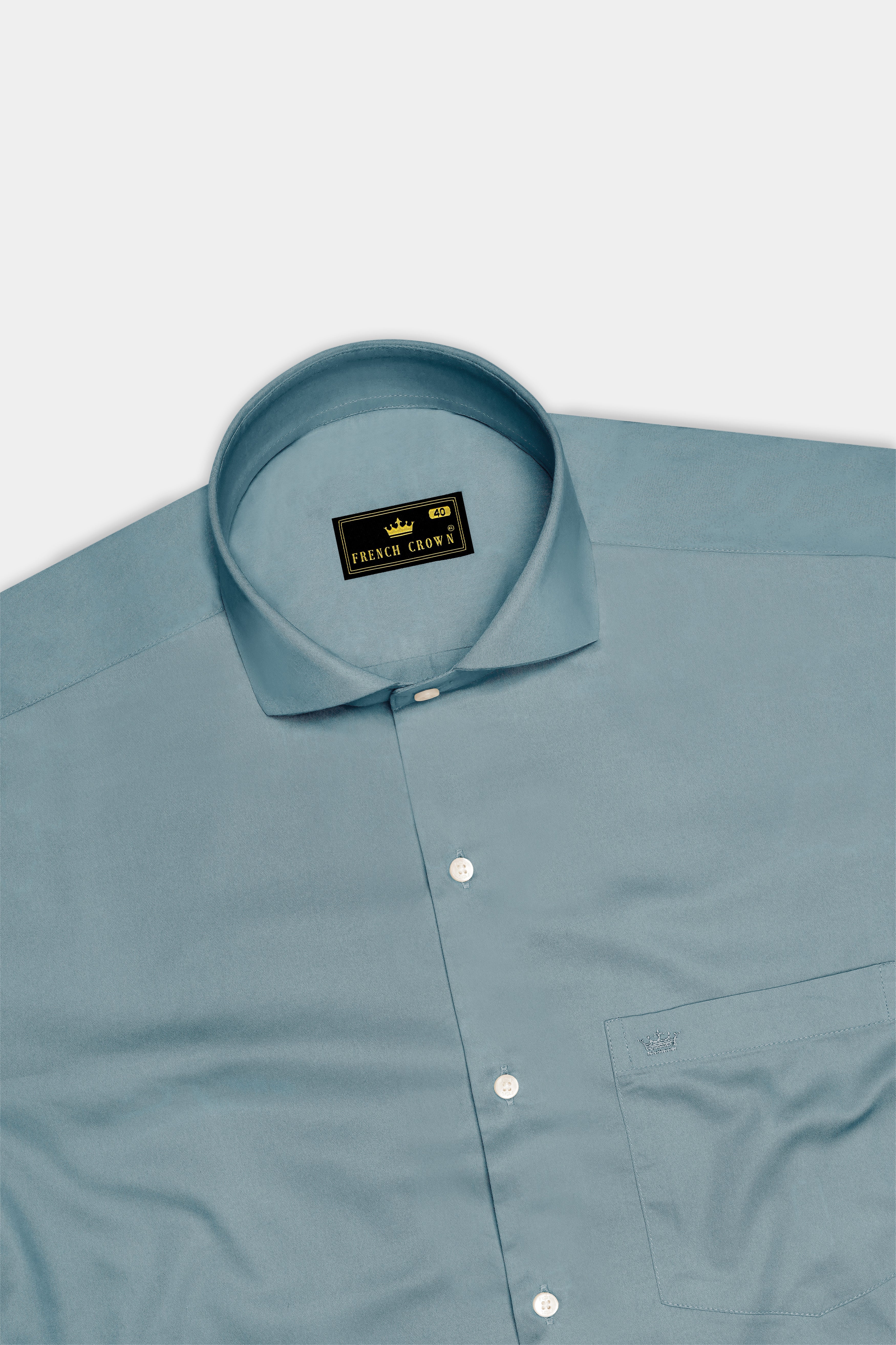 Lustraro-Cadet Green Subtle Sheen Super Soft Premium Cotton Cut Away Collar Dress Shirt