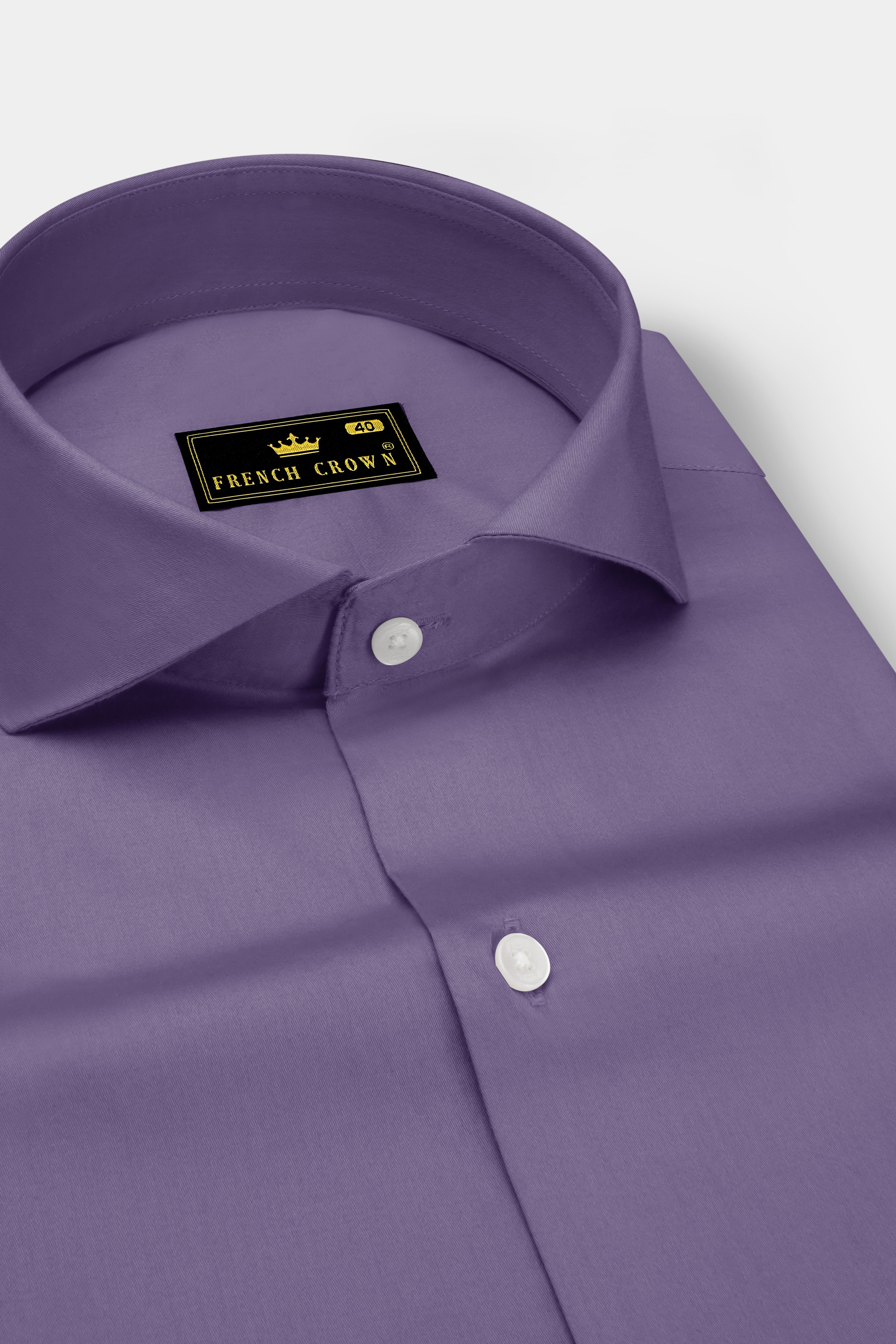Violoro-Mobster Purple Subtle Sheen Super Soft Premium Cotton Cut Away Collar Dress Shirt