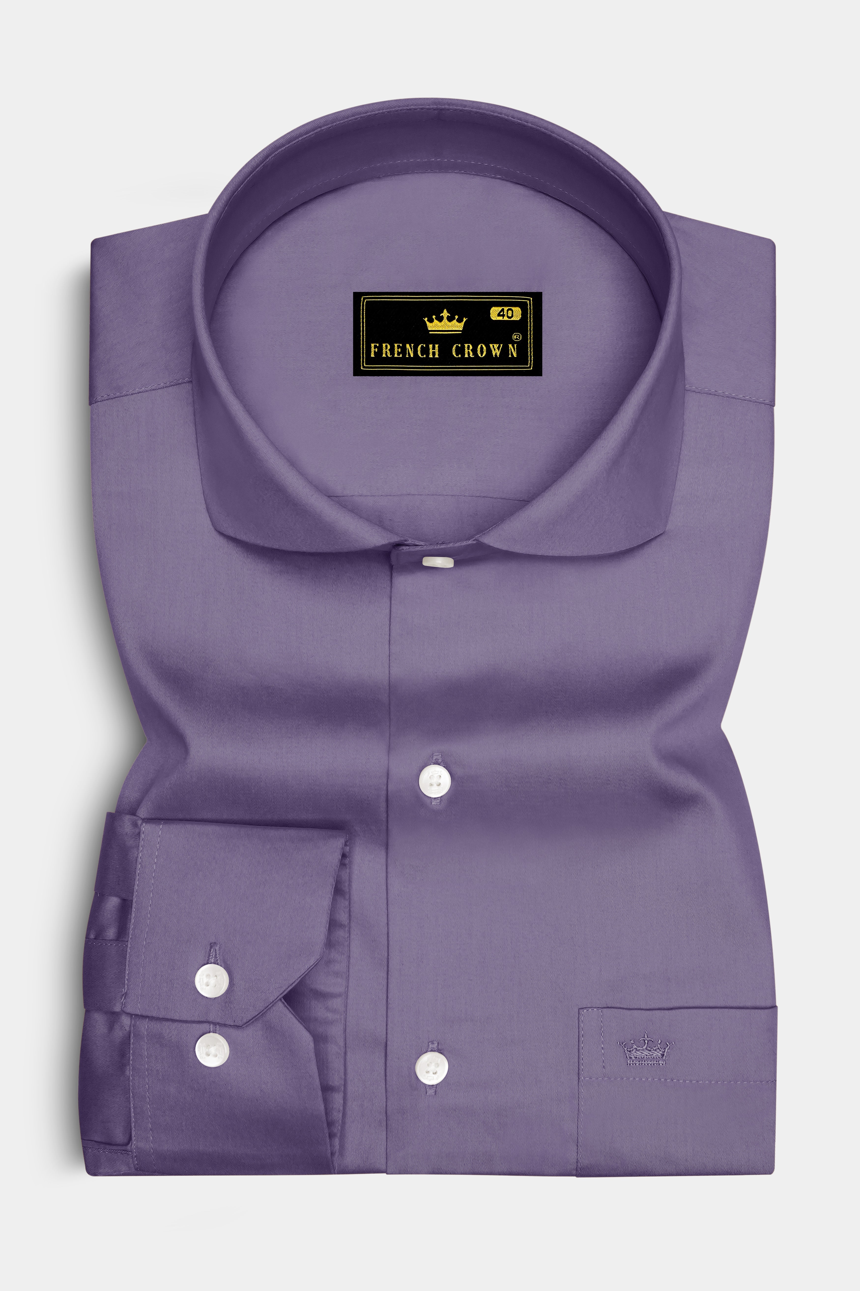 Violoro-Mobster Purple Subtle Sheen Super Soft Premium Cotton Cut Away Collar Dress Shirt