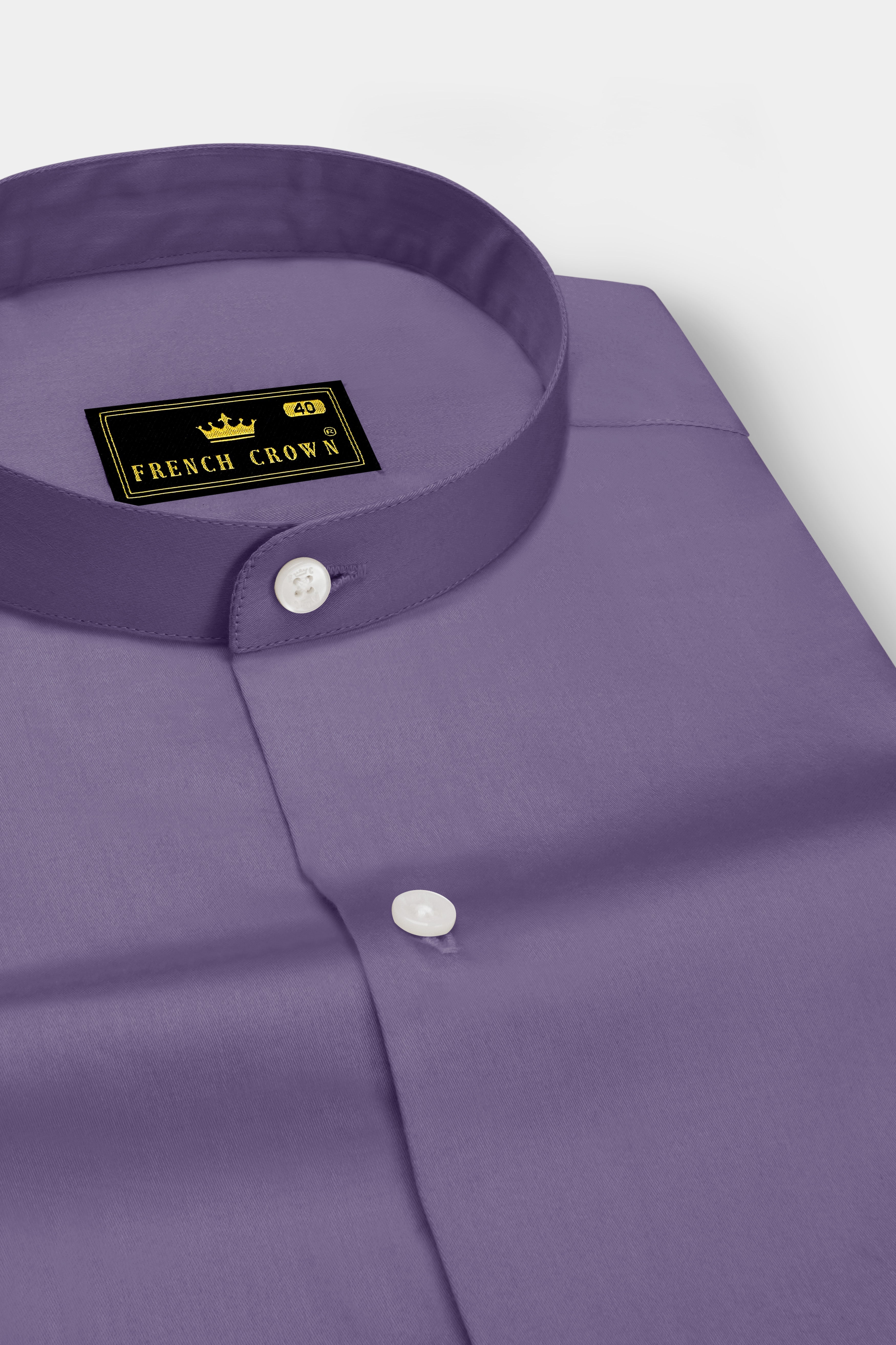Violoro-Mobster Purple Subtle Sheen Super Soft Premium Cotton Mandarin Dress Shirt