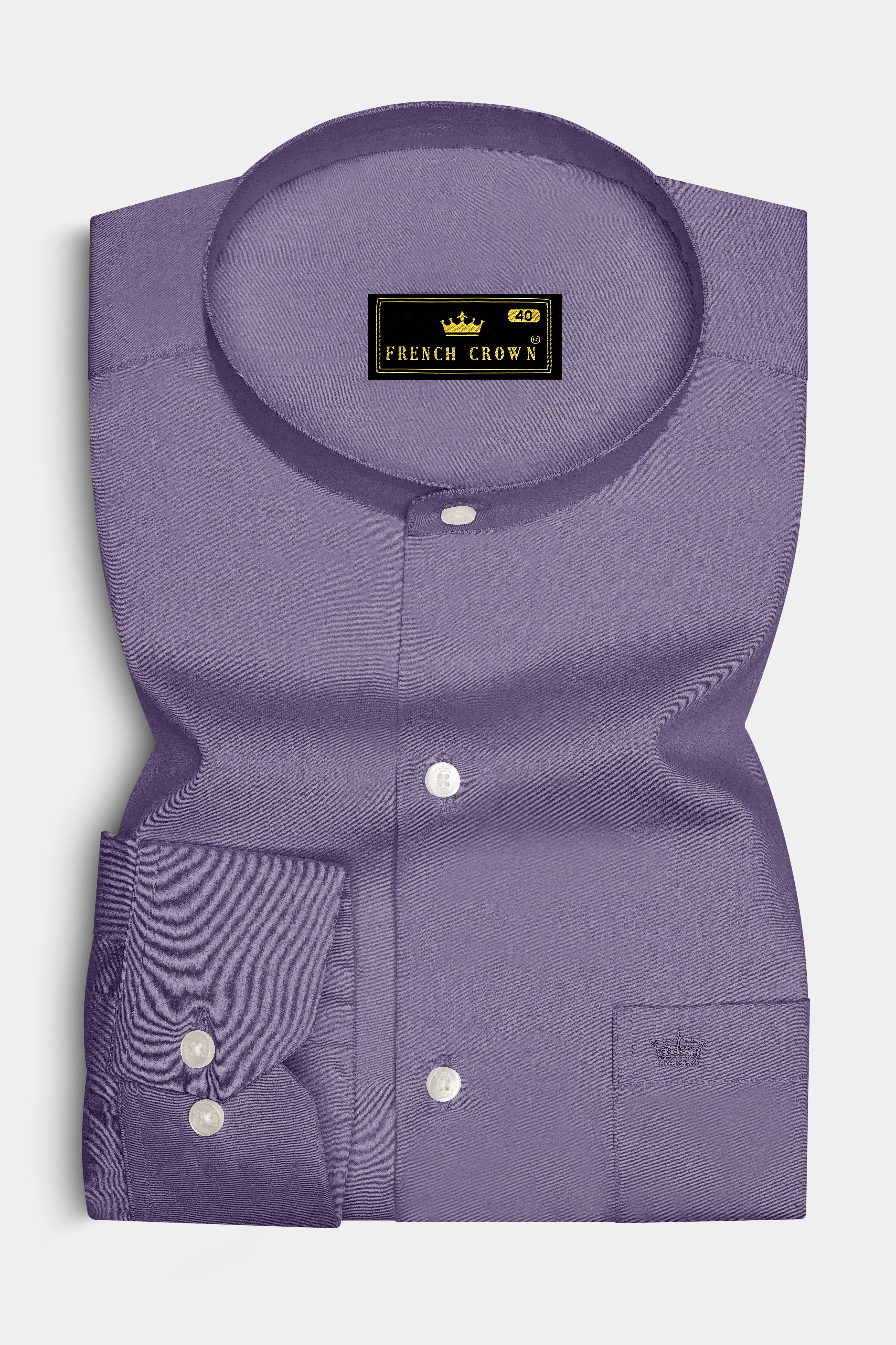 Violoro-Mobster Purple Subtle Sheen Super Soft Premium Cotton Mandarin Dress Shirt