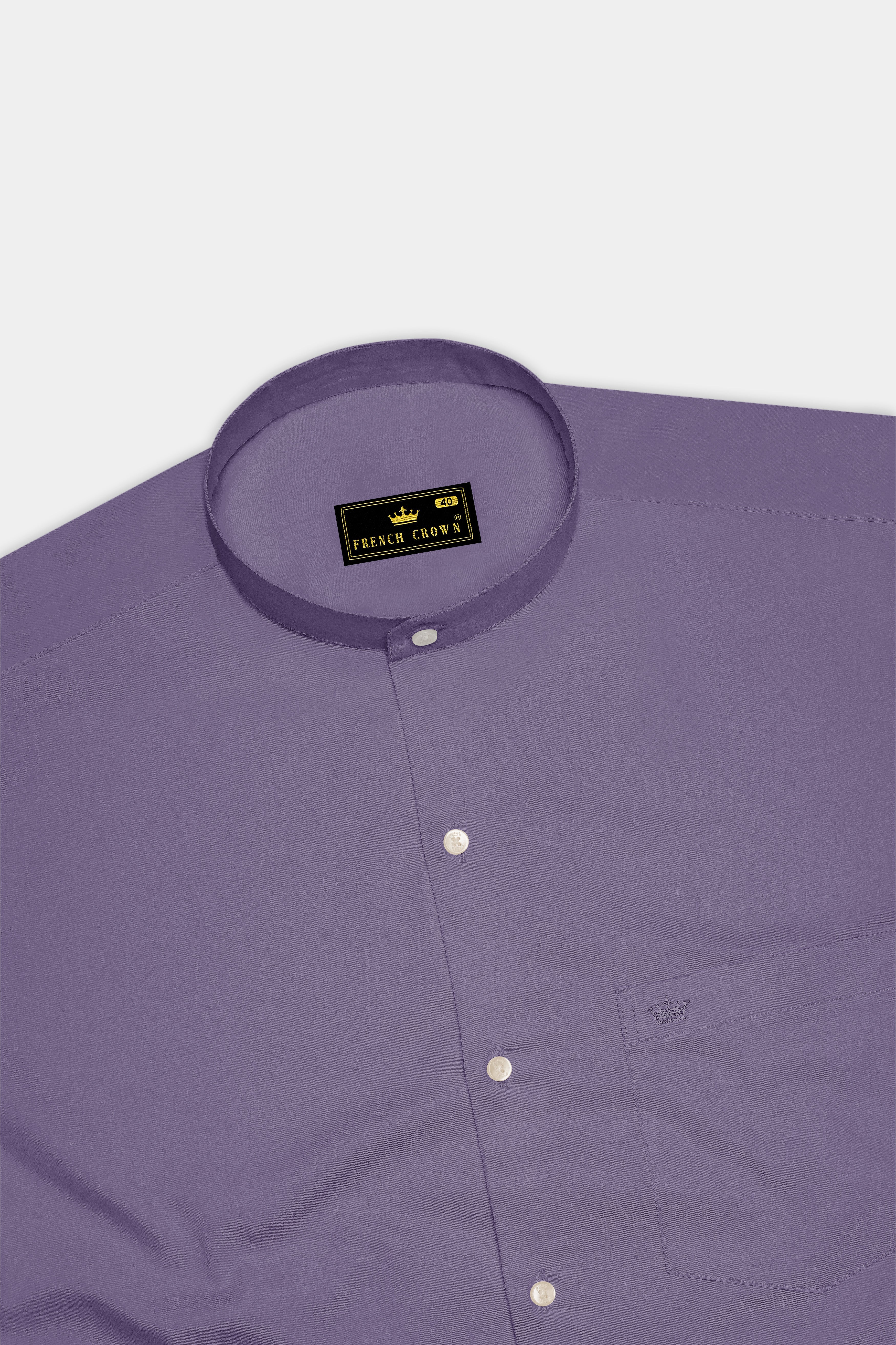 Violoro-Mobster Purple Subtle Sheen Super Soft Premium Cotton Mandarin Dress Shirt