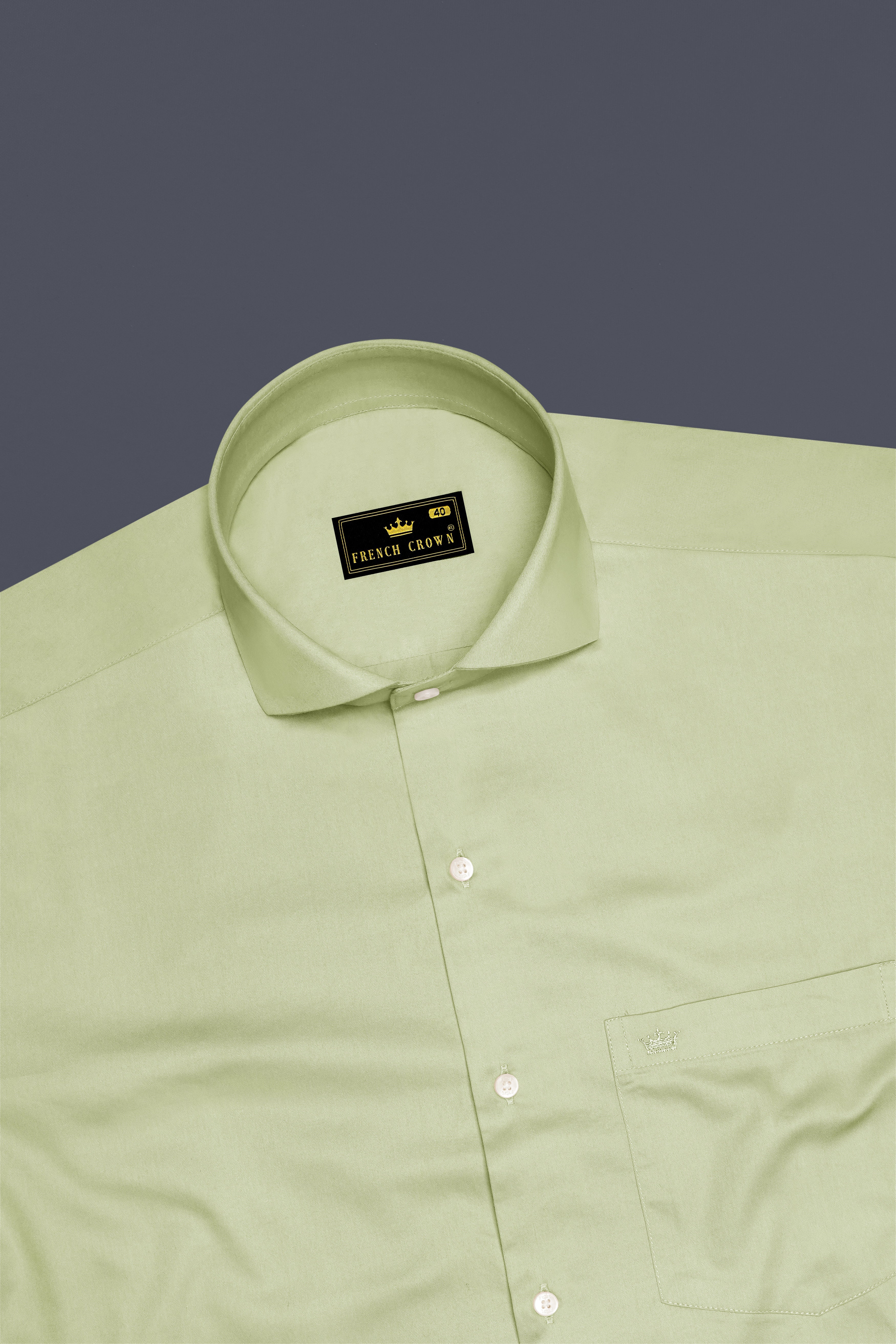 Florvoro-Thistle Green Subtle Sheen Super Soft Premium Cotton Cut Away Collar Dress Shirt