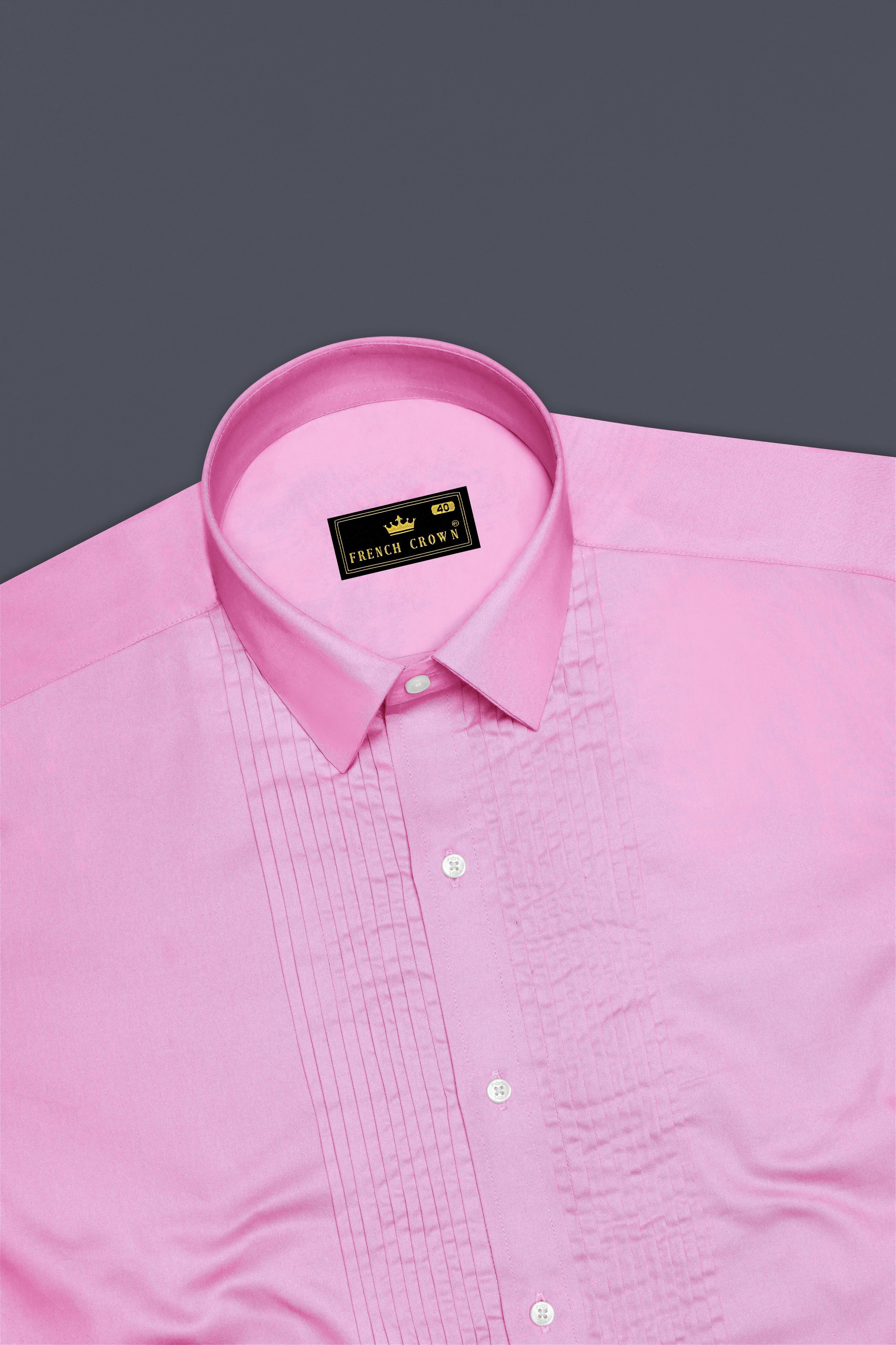 Blushoro-Illusion Pink Subtle Sheen Super Soft Premium Cotton Tuxedo Dress Shirt