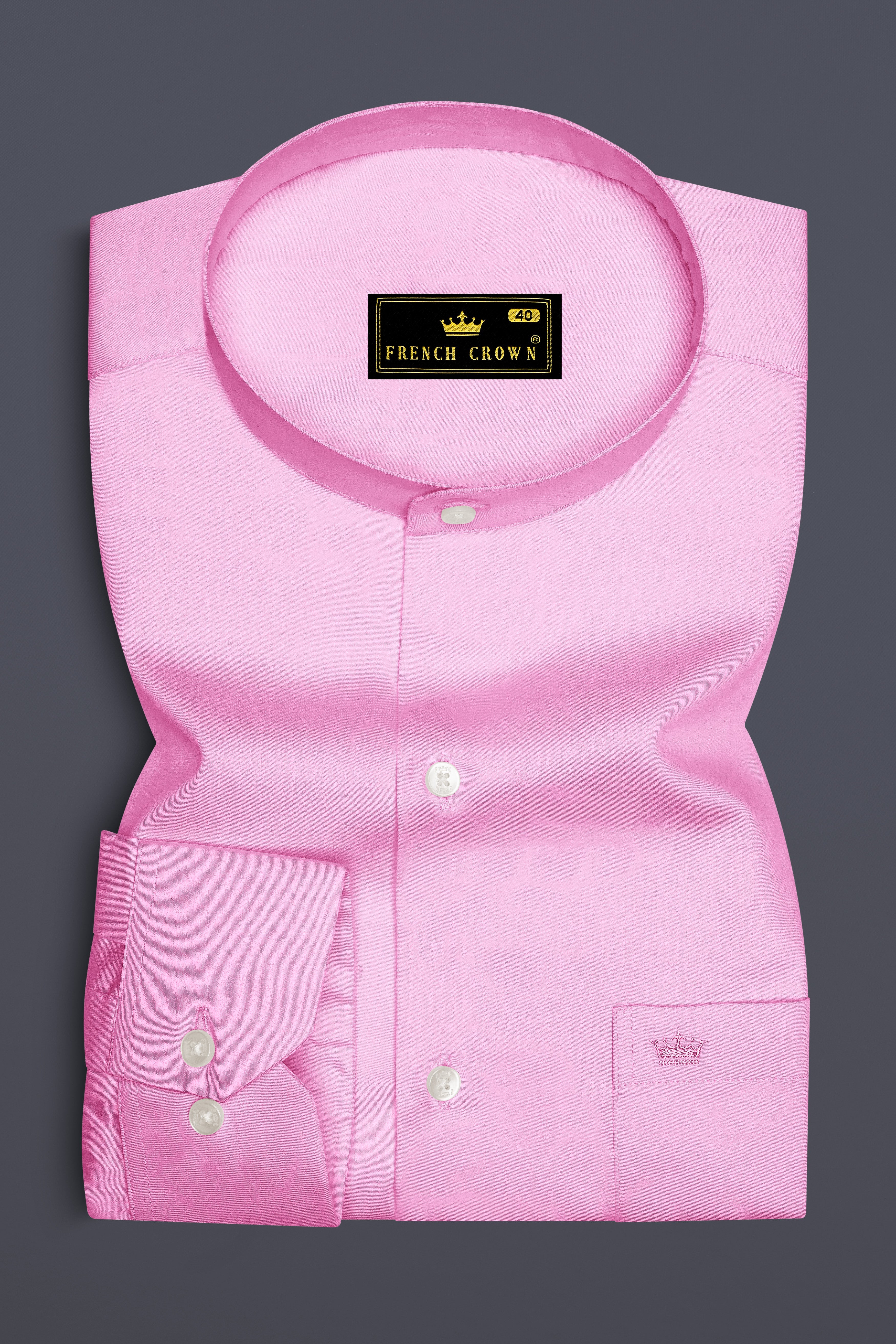 Blushoro-Illusion Pink Subtle Sheen Super Soft Premium Cotton Mandarin Dress Shirt
