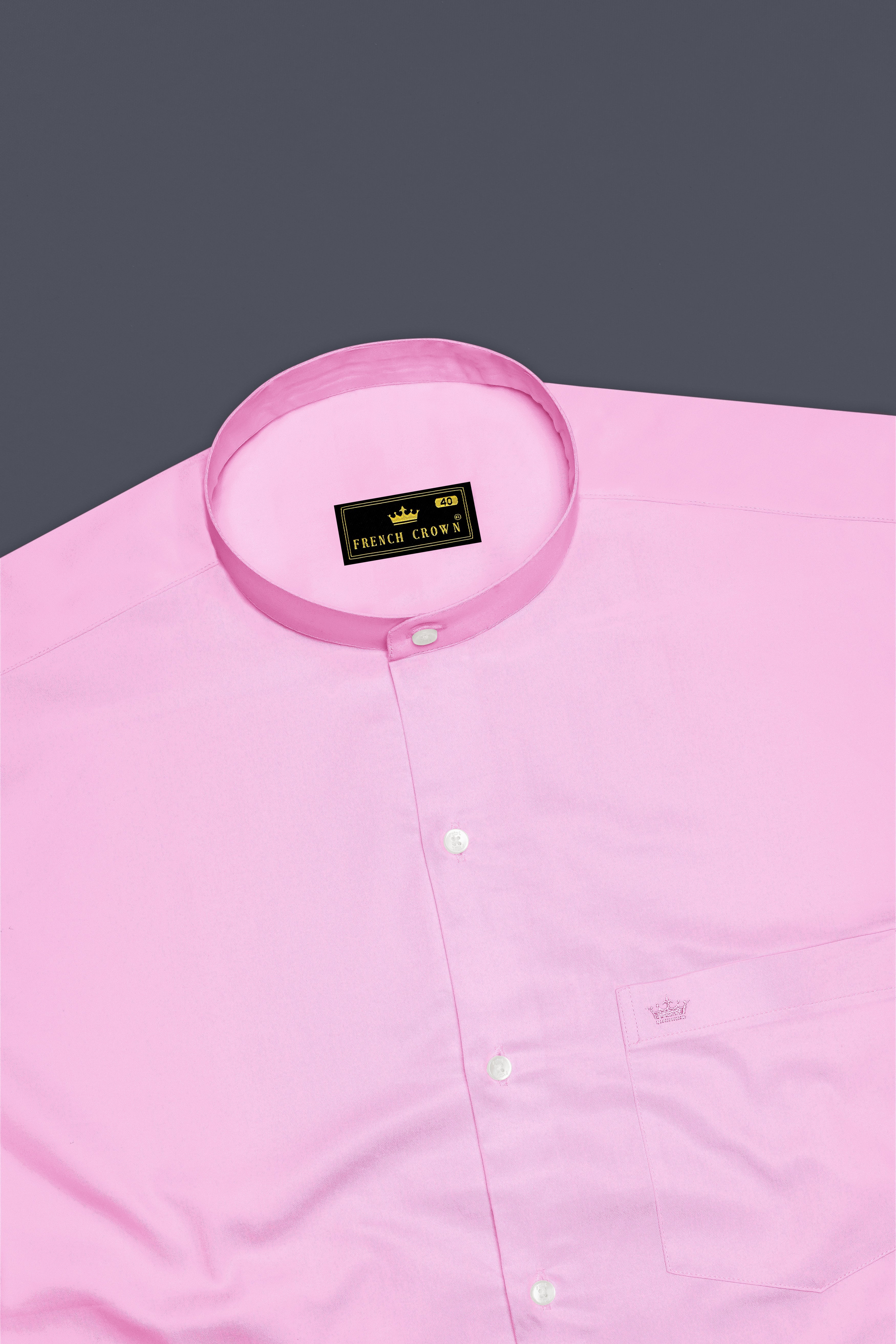 Blushoro-Illusion Pink Subtle Sheen Super Soft Premium Cotton Mandarin Dress Shirt