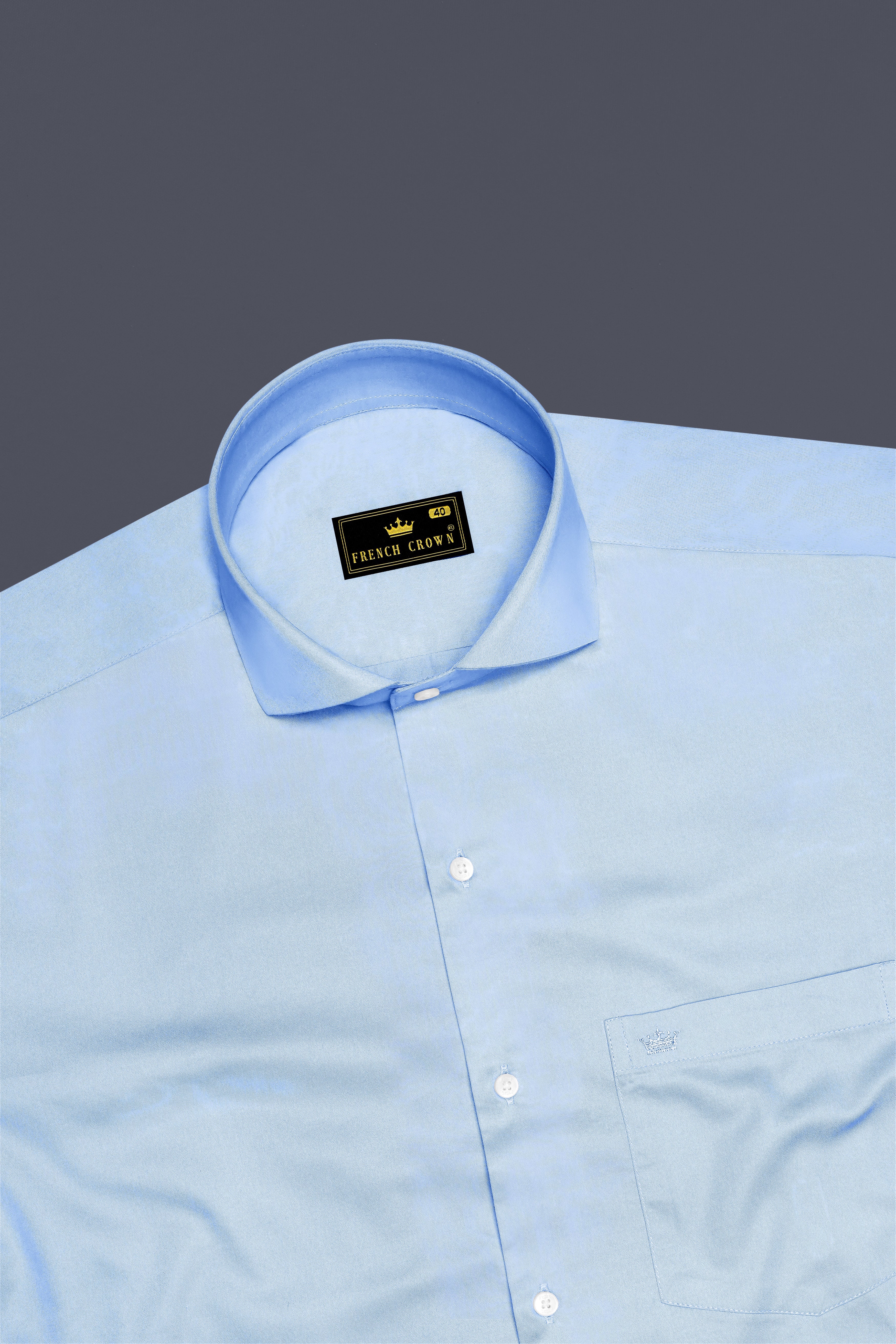 Celvoro-Powder Blue Subtle Sheen Super Soft Premium Cotton Cut Away Collar Dress Shirt