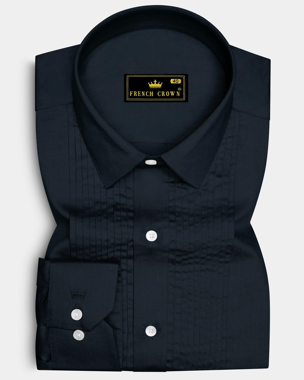 Palzen-Arsenic Gray Plain Solid Formal Premium Cotton Tuxedo Shirts For Men