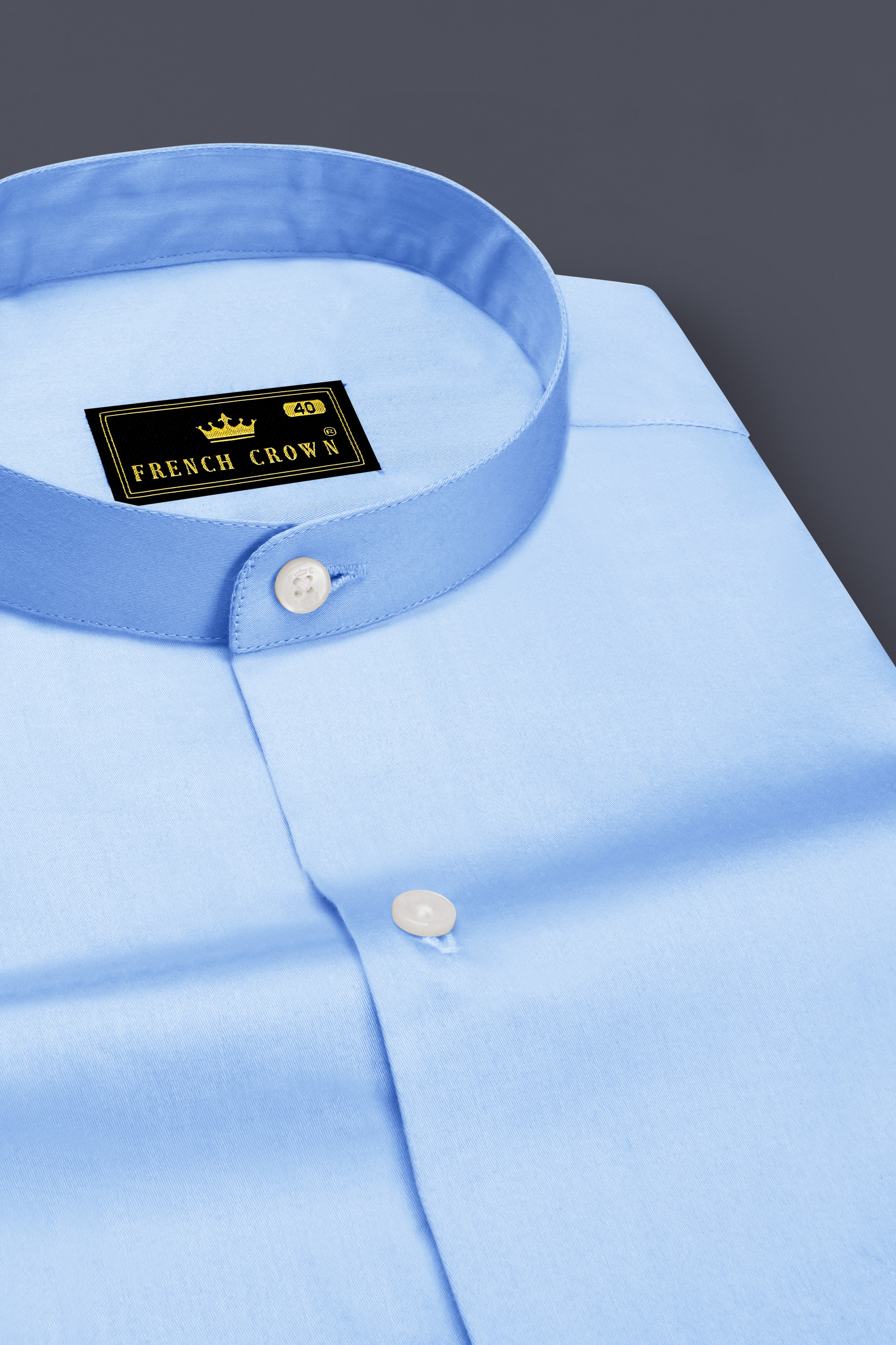 Celvoro-Powder Blue Subtle Sheen Super Soft Premium Cotton Mandarin Dress Shirt