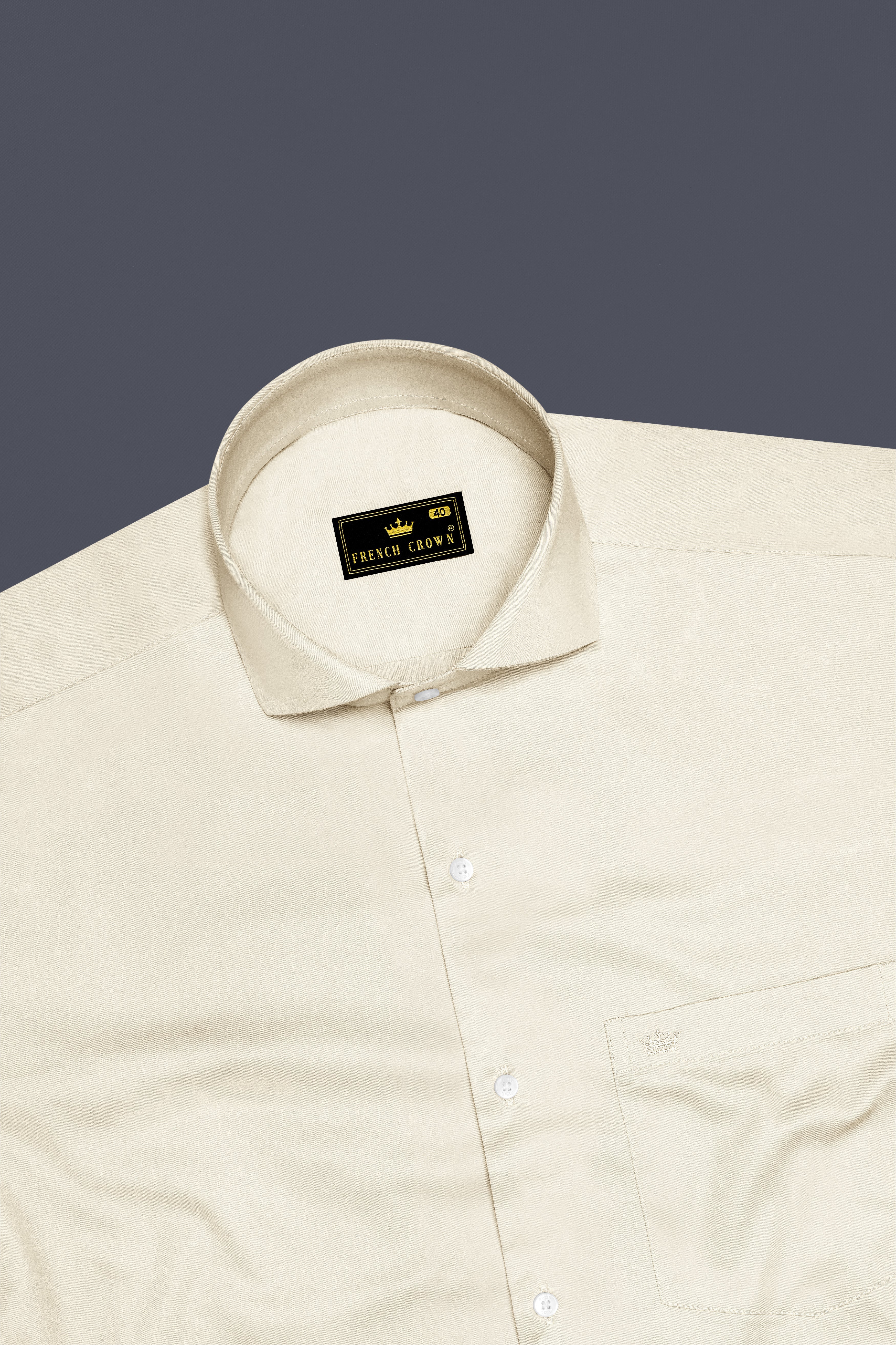 Ivoro-Cornsilk Cream Subtle Sheen Super Soft Premium Cotton Cut Away Collar Dress Shirt