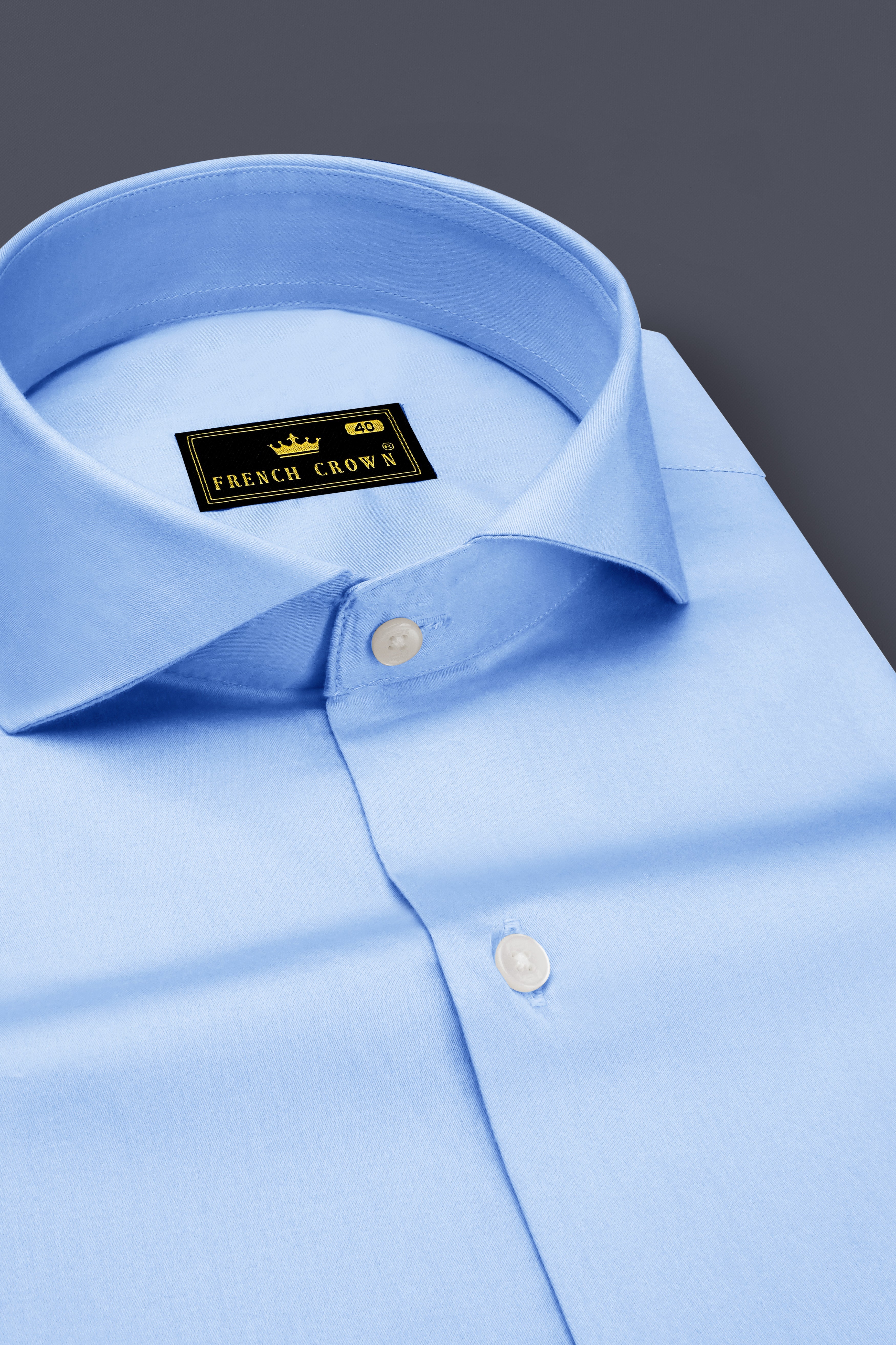 Argento-Steel Blue Subtle Sheen Super Soft Premium Cotton Cut Away Collar Dress Shirt