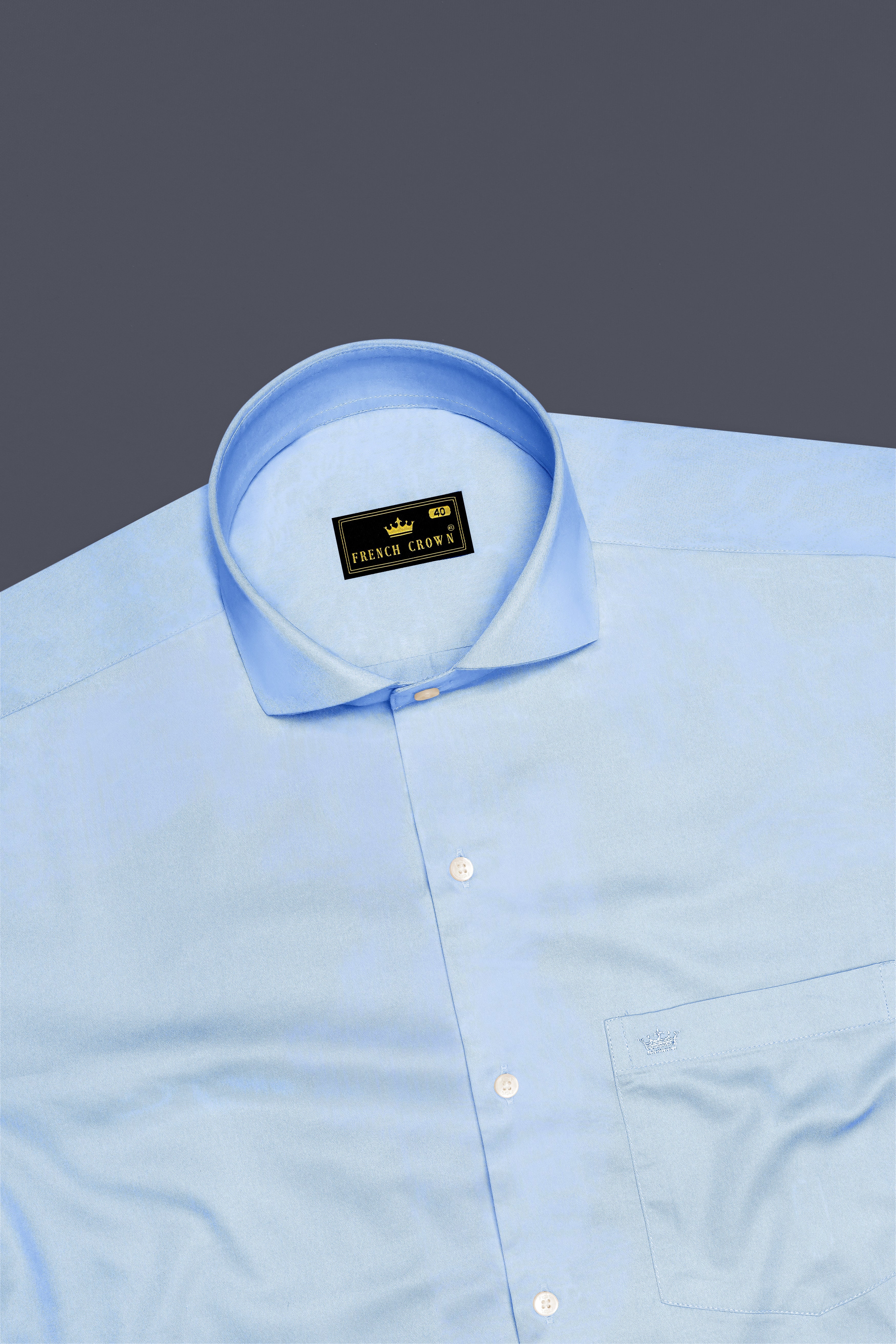 Argento-Steel Blue Subtle Sheen Super Soft Premium Cotton Cut Away Collar Dress Shirt