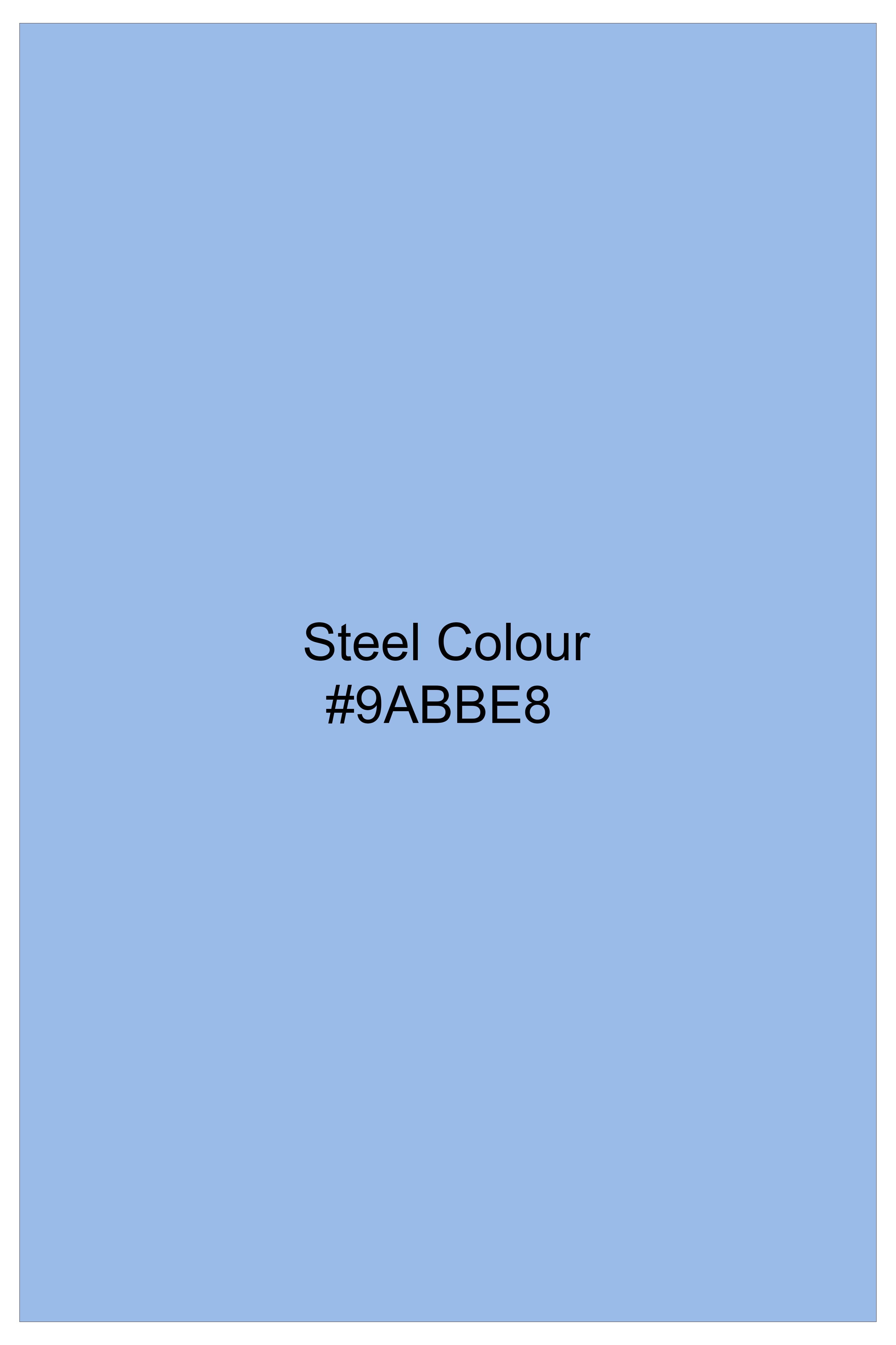 Argento-Steel Blue Subtle Sheen Super Soft Premium Cotton Cut Away Collar Dress Shirt