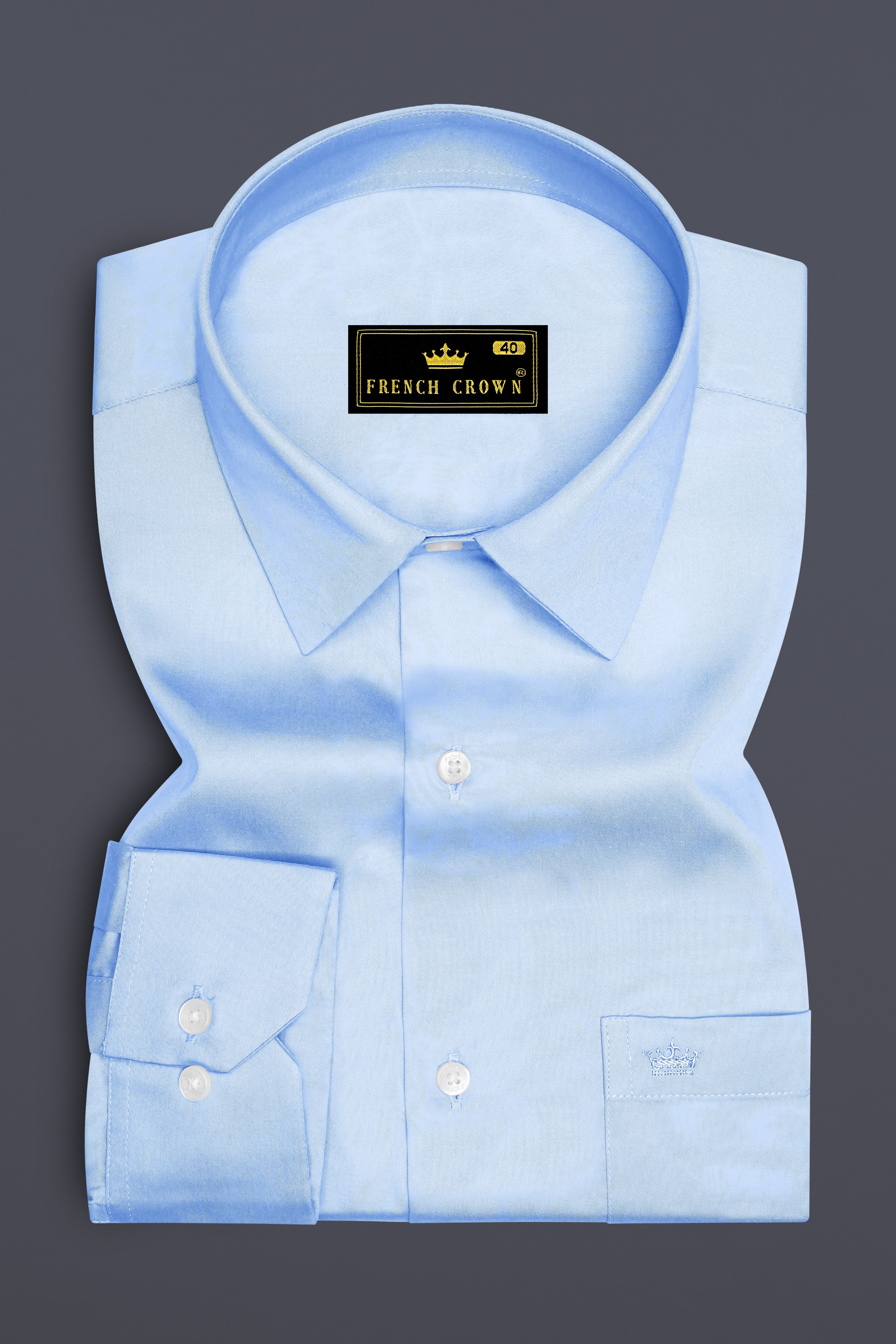 Argento-Steel Blue Subtle Sheen Super Soft Premium Cotton Dress Shirt