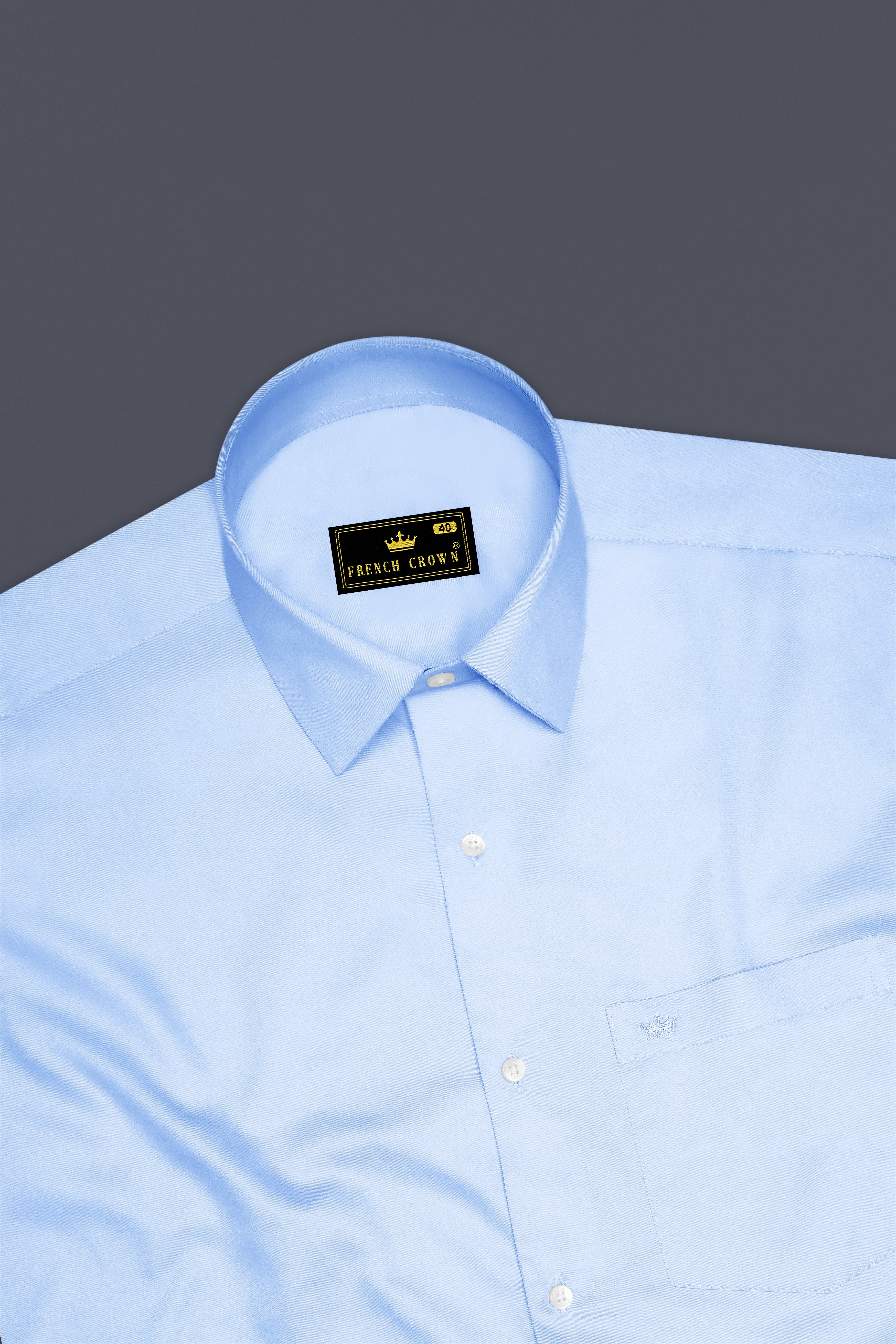 Argento-Steel Blue Subtle Sheen Super Soft Premium Cotton Dress Shirt