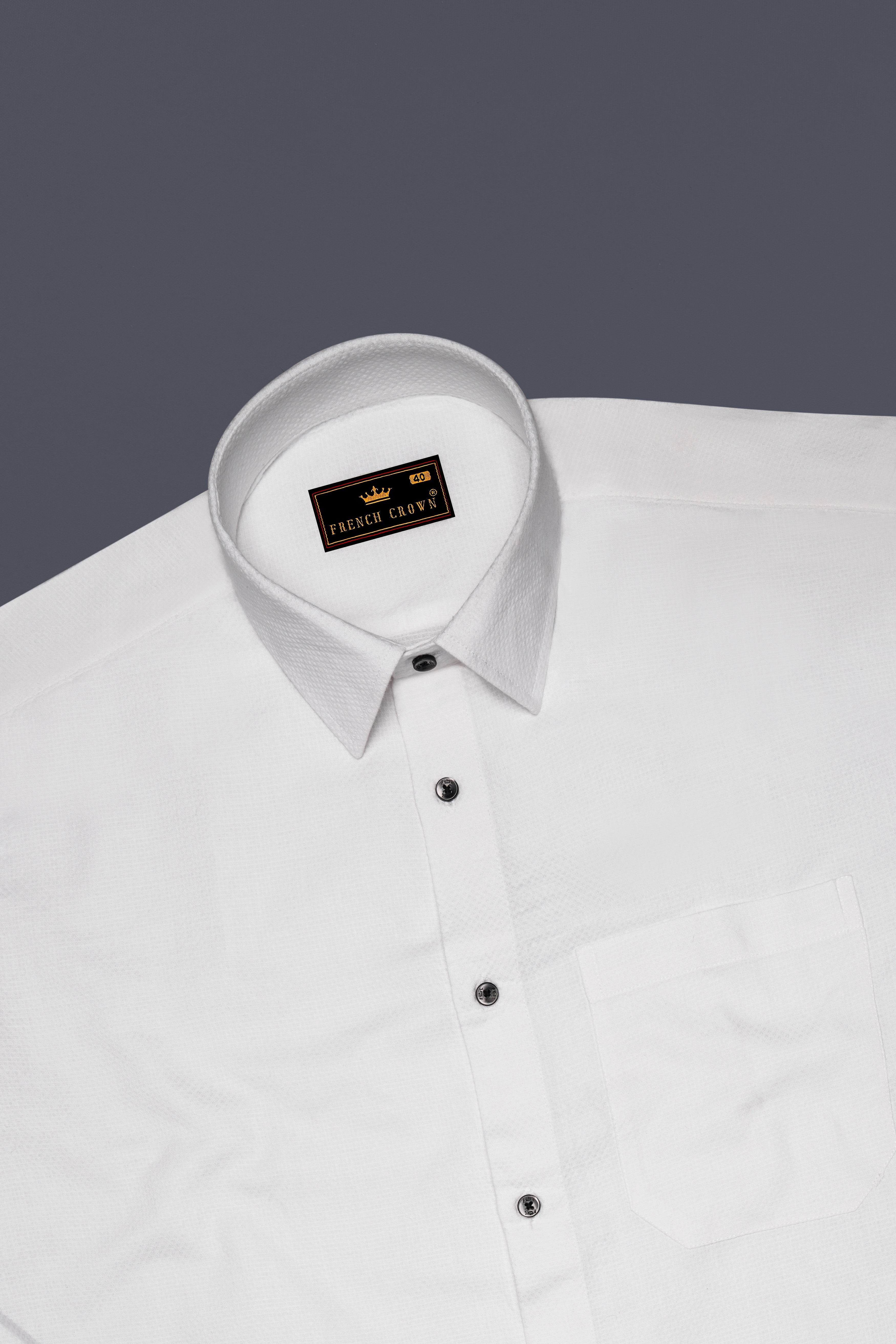 Alboro-Bright White Dobby Textured Premium Giza Cotton Dress Shirt