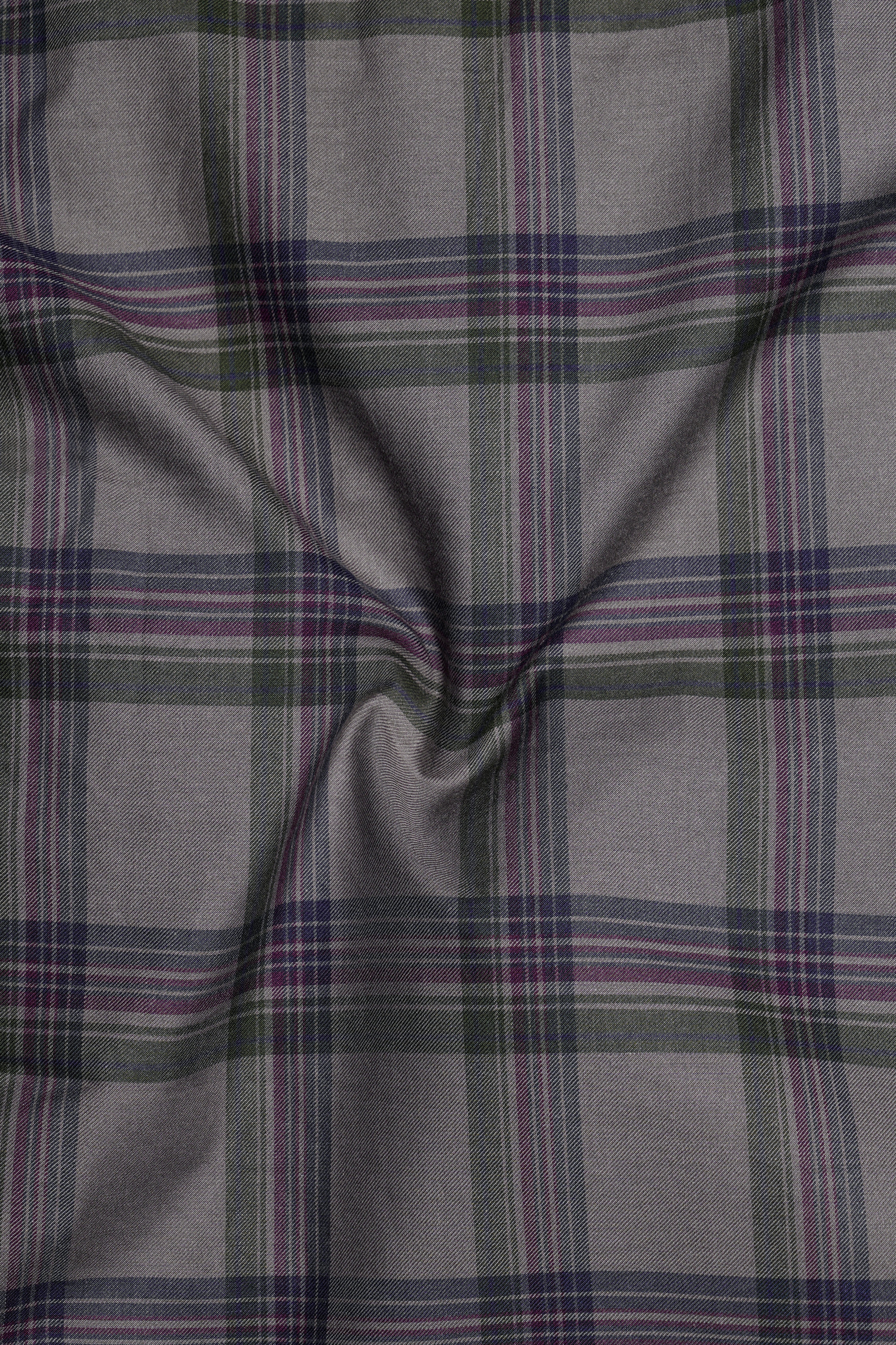 Stormoro-Hurricane Gray Plaid Twill Premium Cotton Semi Formal Shirt