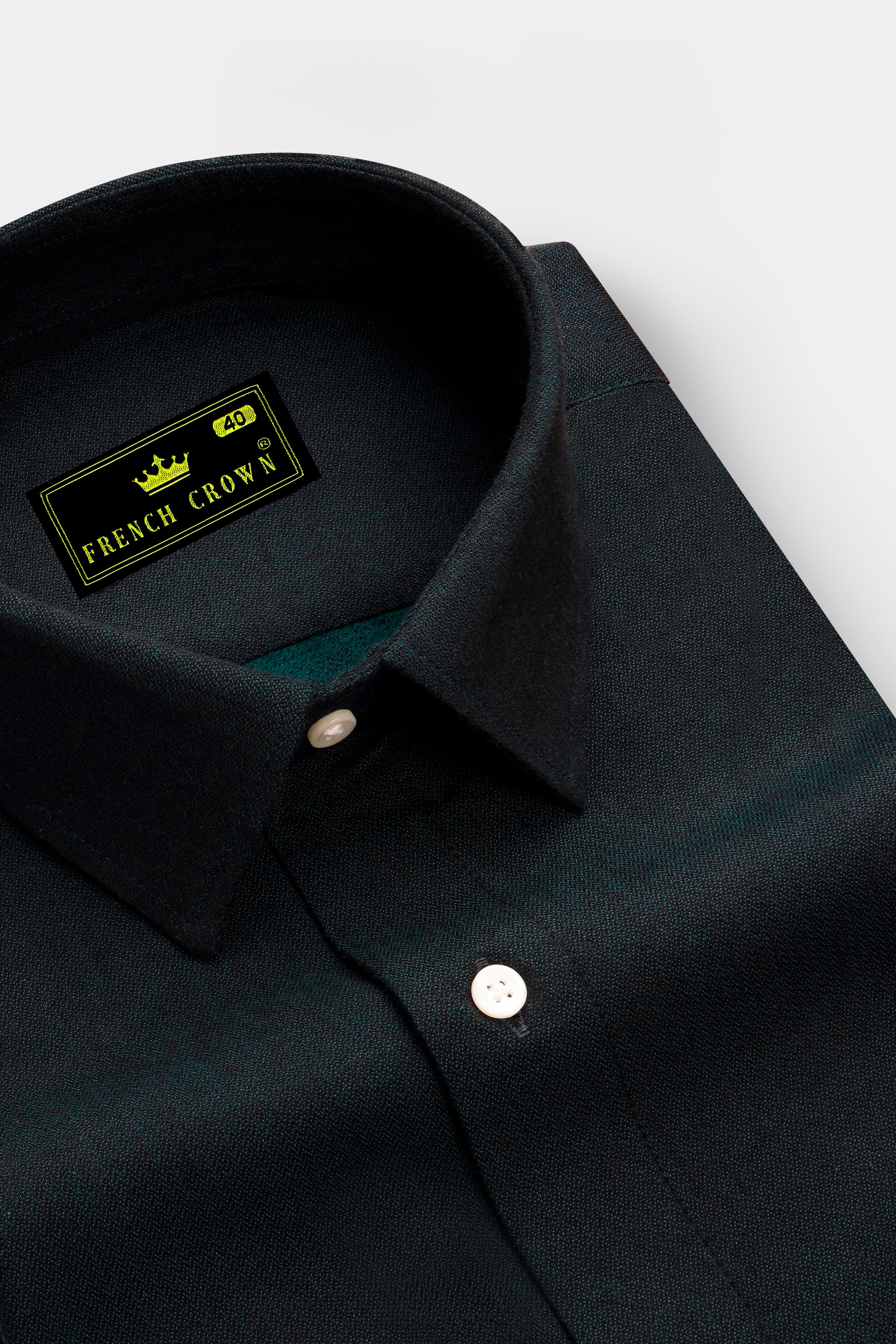 Verdoro-Racing Green Dobby Textured Premium Giza Cotton Dress Shirt