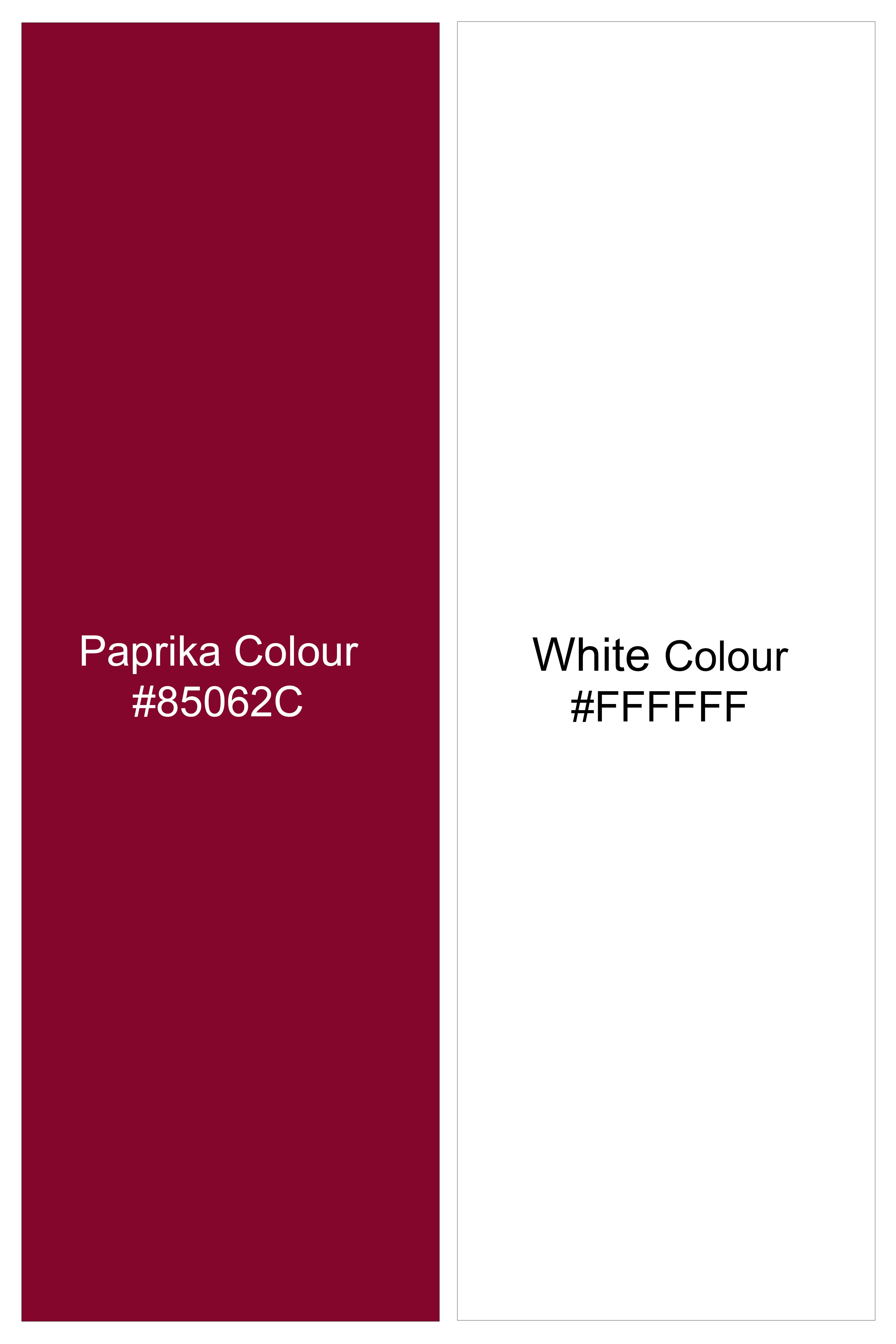 Crimoro-Paprika Red And Bright White Plaid Chambray Premium Cotton Casual Shirt