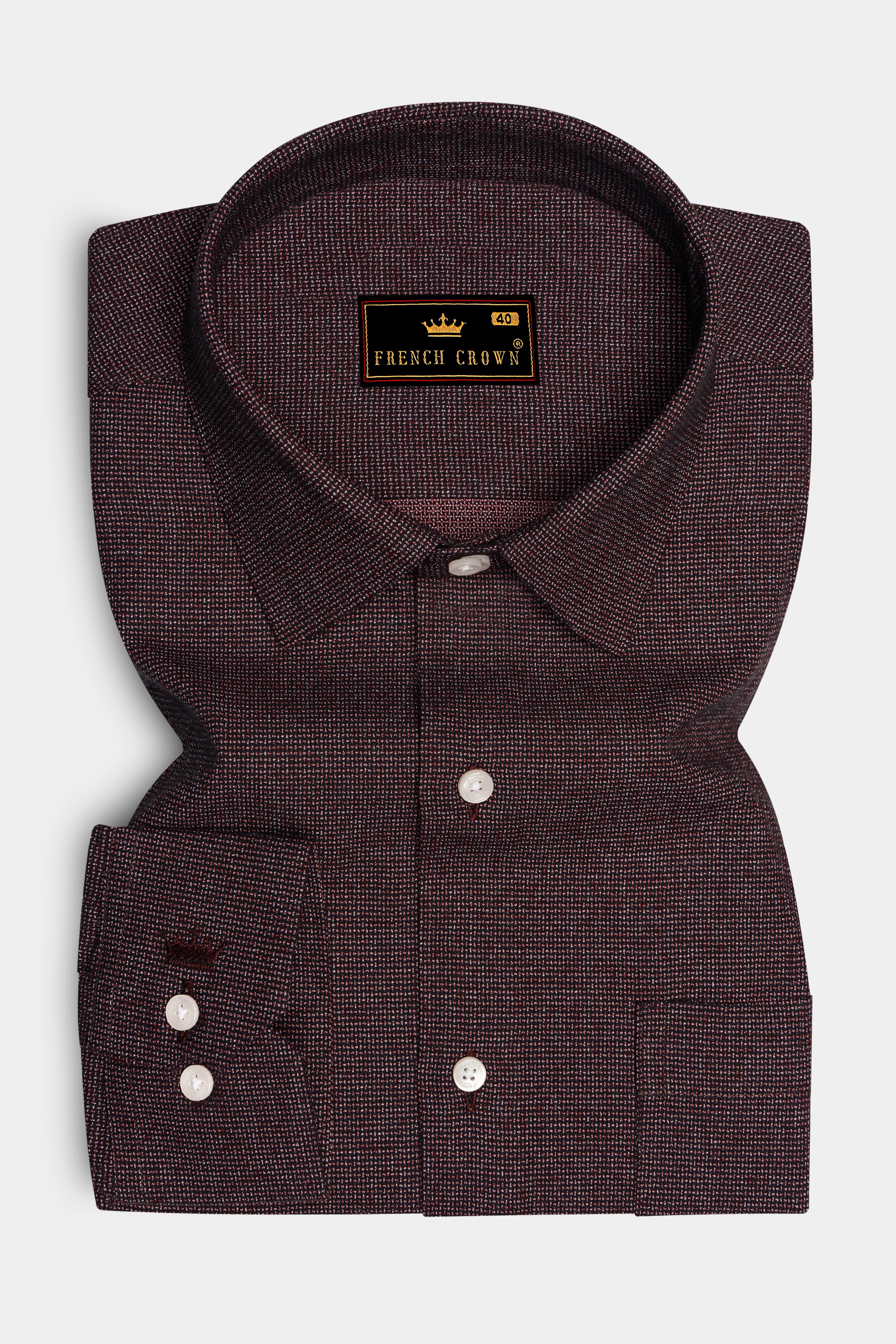 Terraro-Cocoa Brown Dobby Textured Premium Giza Cotton Semi Formal Shirt